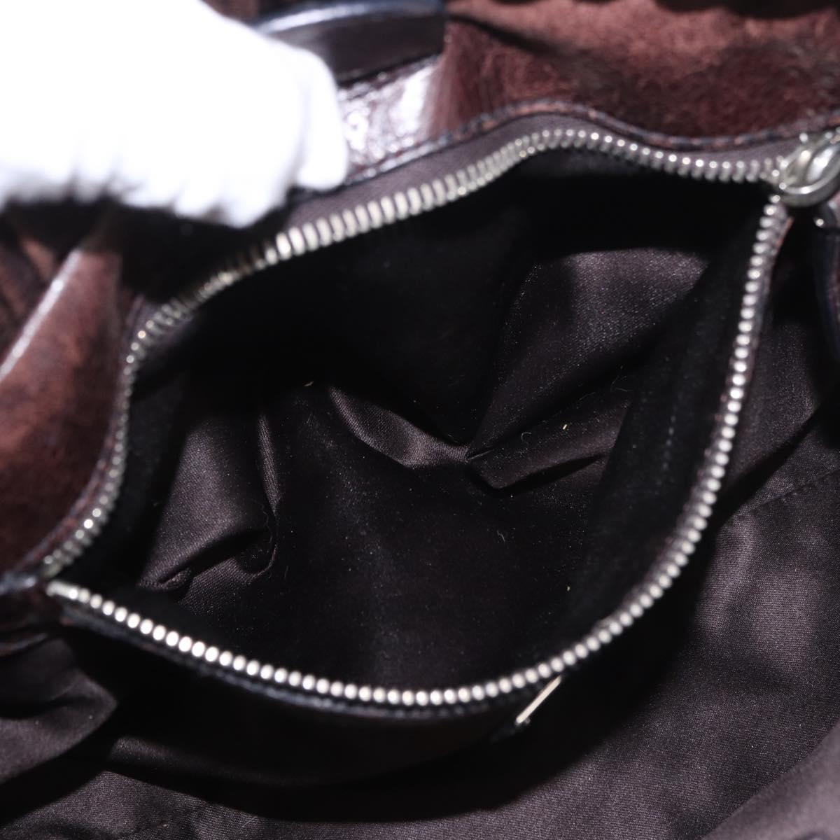Miu Miu Hand Bag Leather 2way Brown Silver Auth 188376V