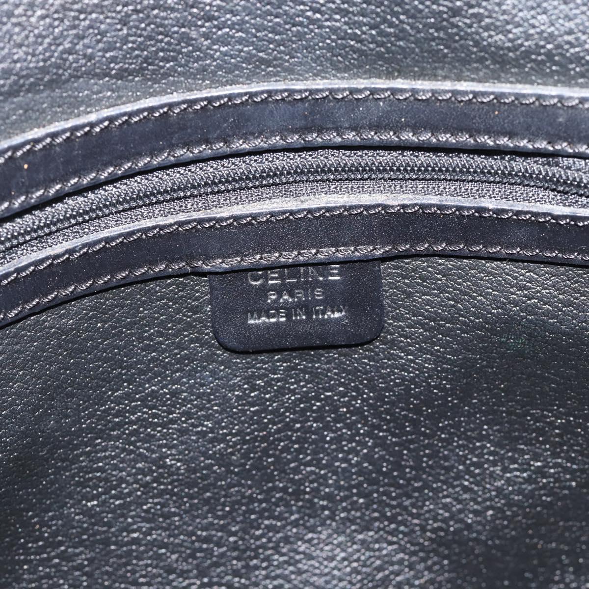 CELINE Macadam Canvas Hand Bag PVC Leather Black Gold Auth 188377A
