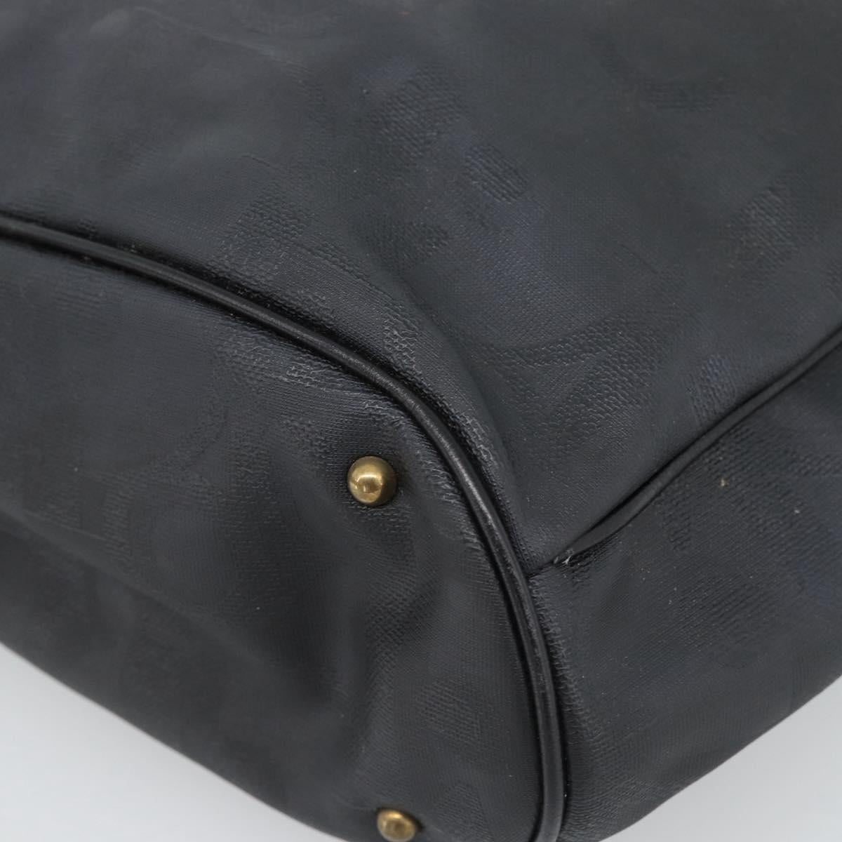 Christian Dior Trotter Canvas Hand Bag PVC Black Gold Auth 188382
