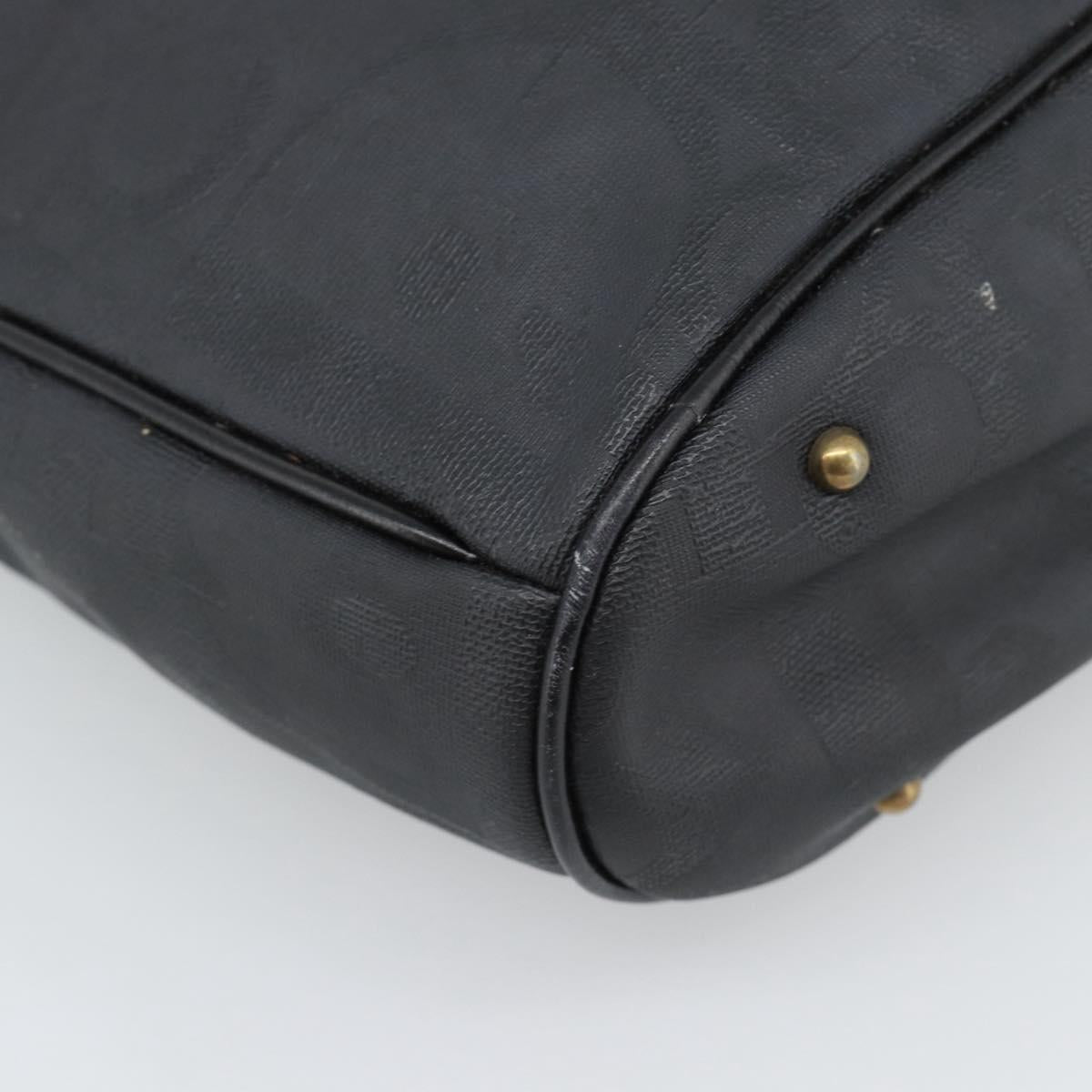 Christian Dior Trotter Canvas Hand Bag PVC Black Gold Auth 188382