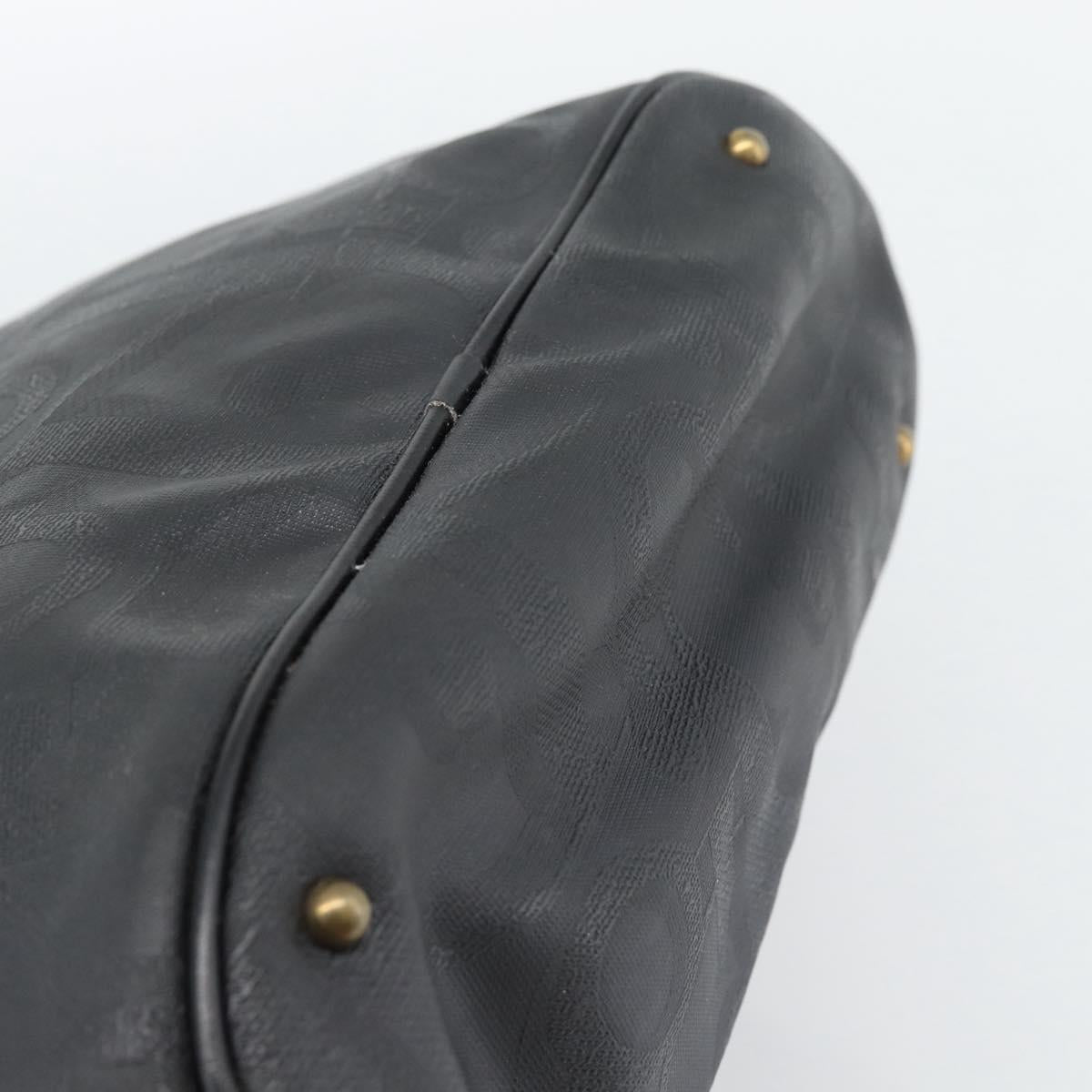 Christian Dior Trotter Canvas Hand Bag PVC Black Gold Auth 188382