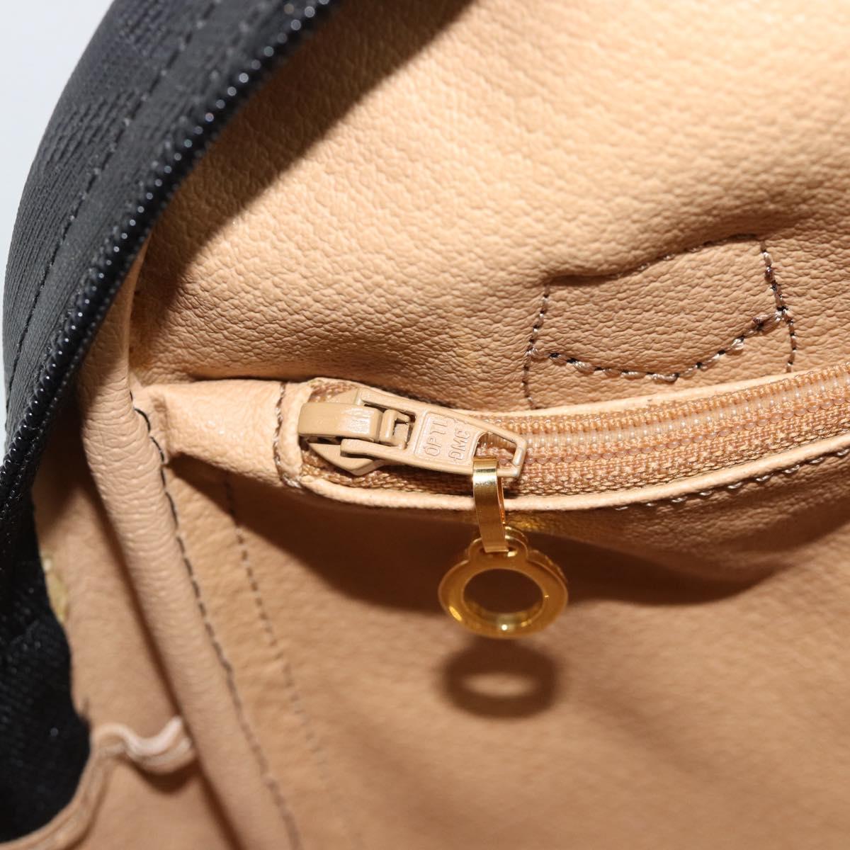 Christian Dior Trotter Canvas Hand Bag PVC Black Gold Auth 188382