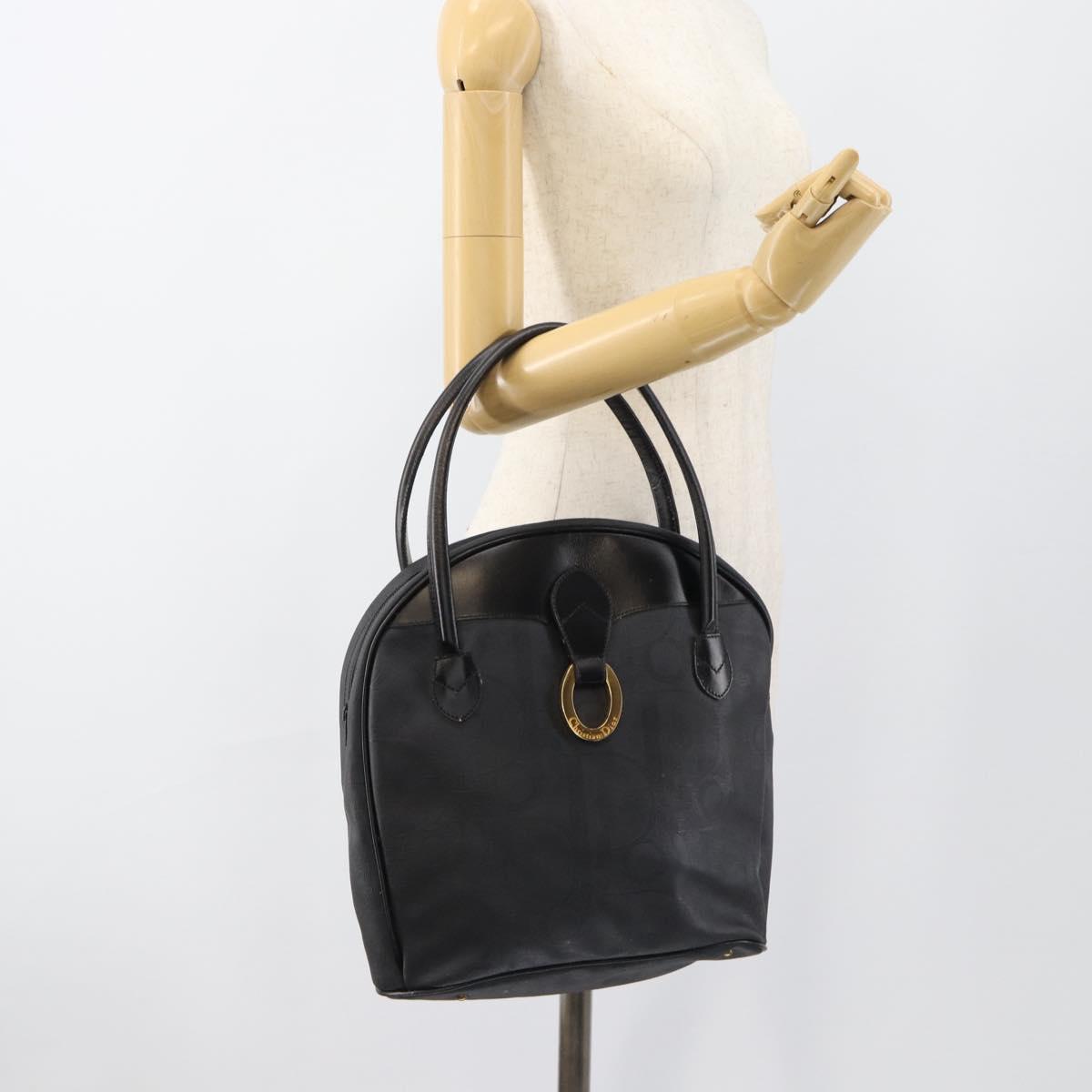 Christian Dior Trotter Canvas Hand Bag PVC Black Gold Auth 188382