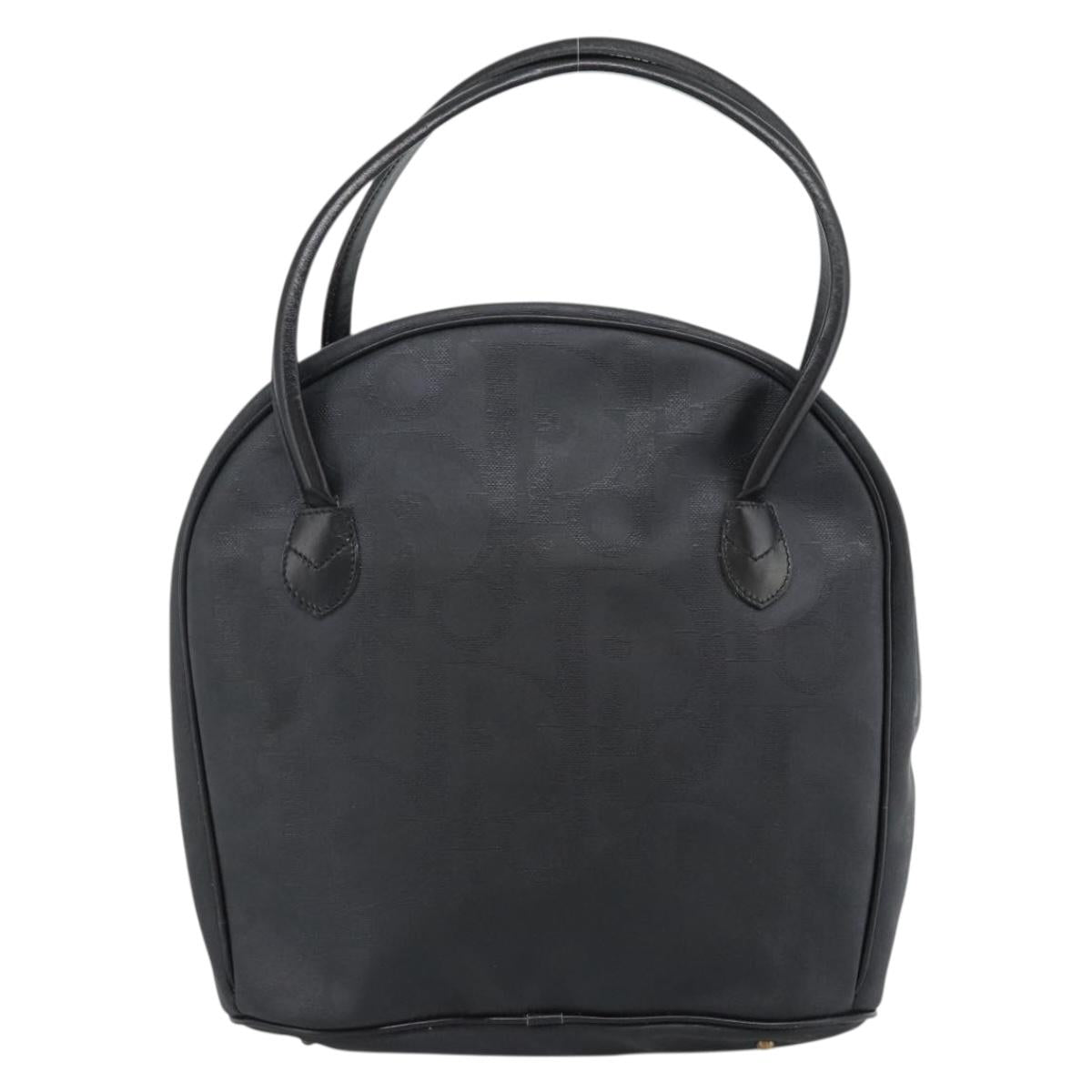 Christian Dior Trotter Canvas Hand Bag PVC Black Gold Auth 188382