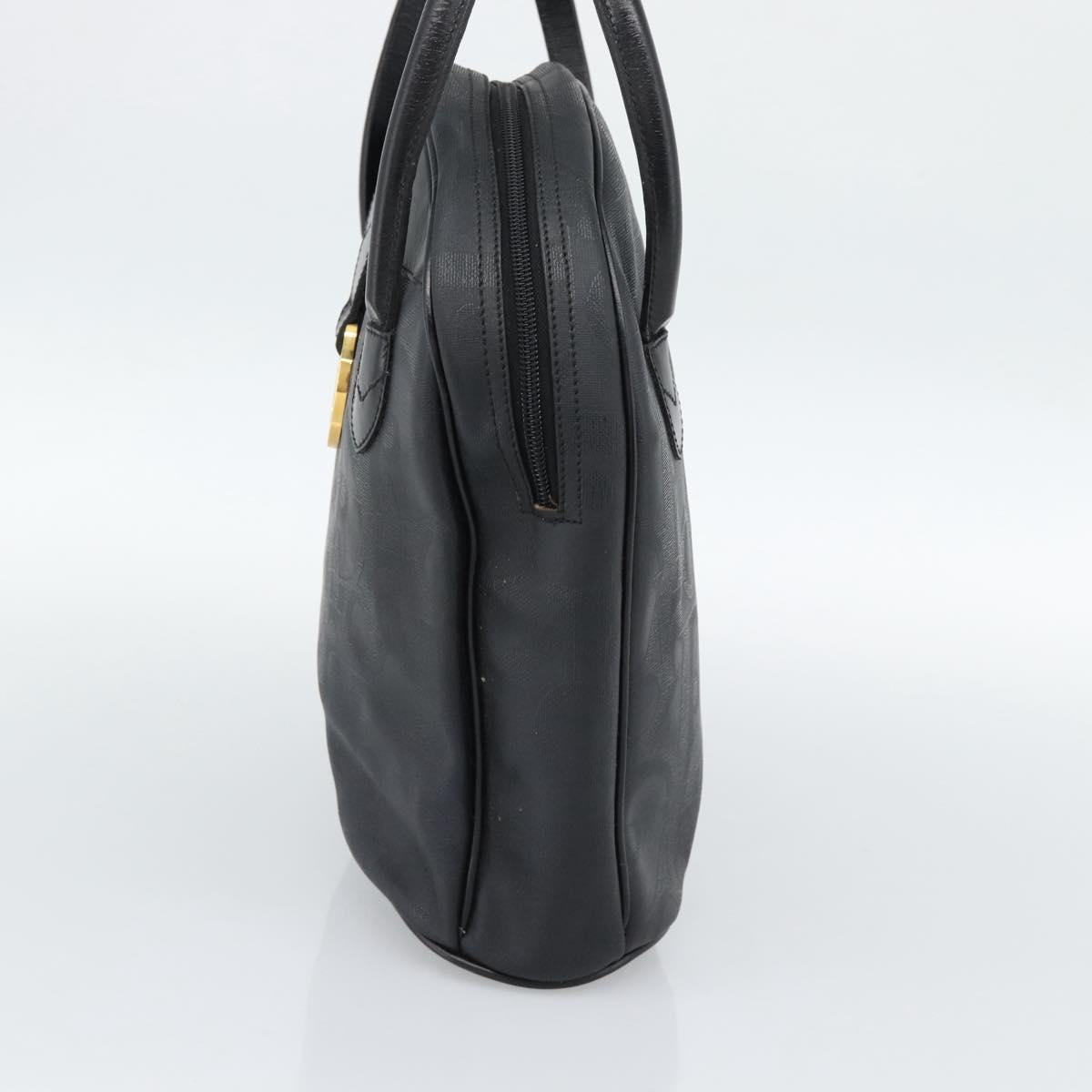 Christian Dior Trotter Canvas Hand Bag PVC Black Gold Auth 188382