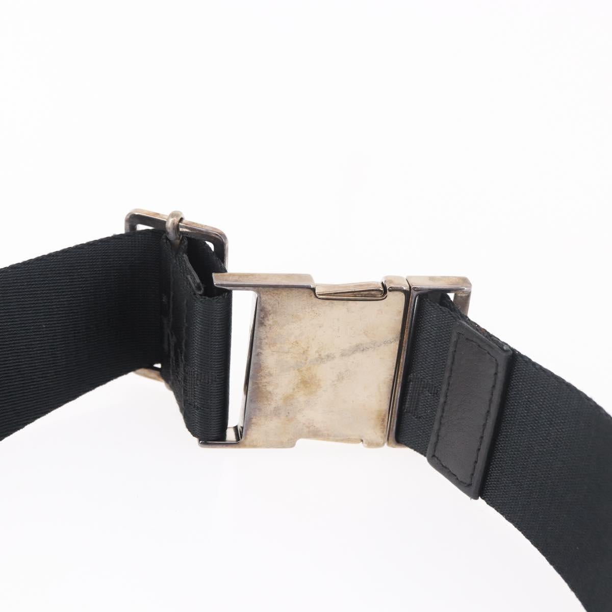 Christian Dior Trotter Canvas Waist Bag Black Silver Auth 188383V