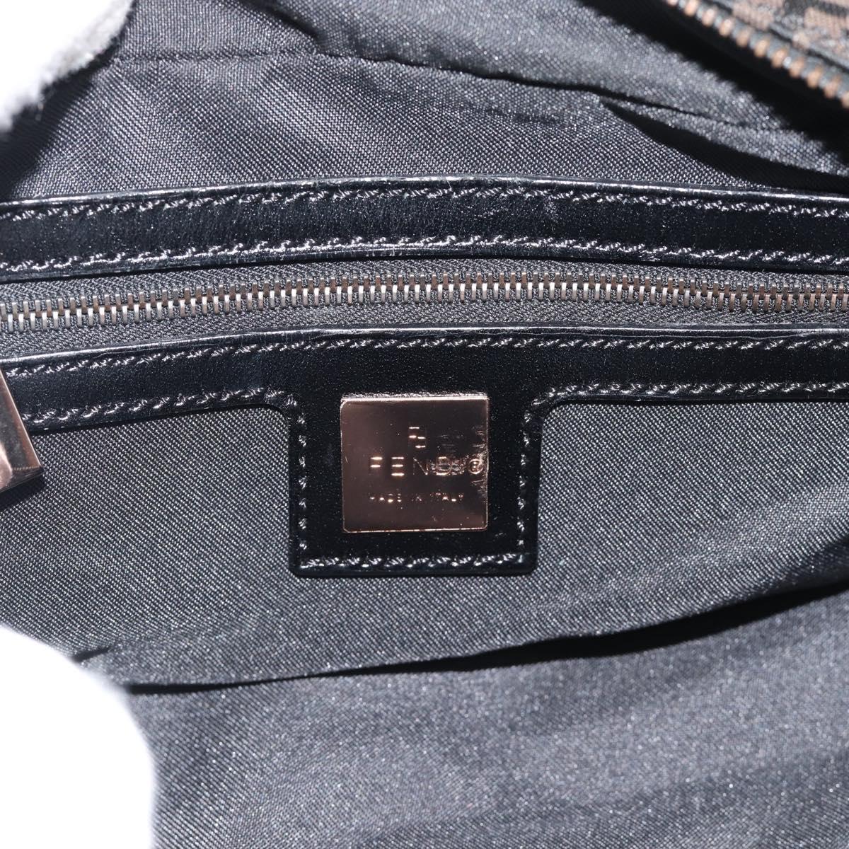 FENDI Zucchino Canvas Hand Bag Dark Brown Auth 188385SAV