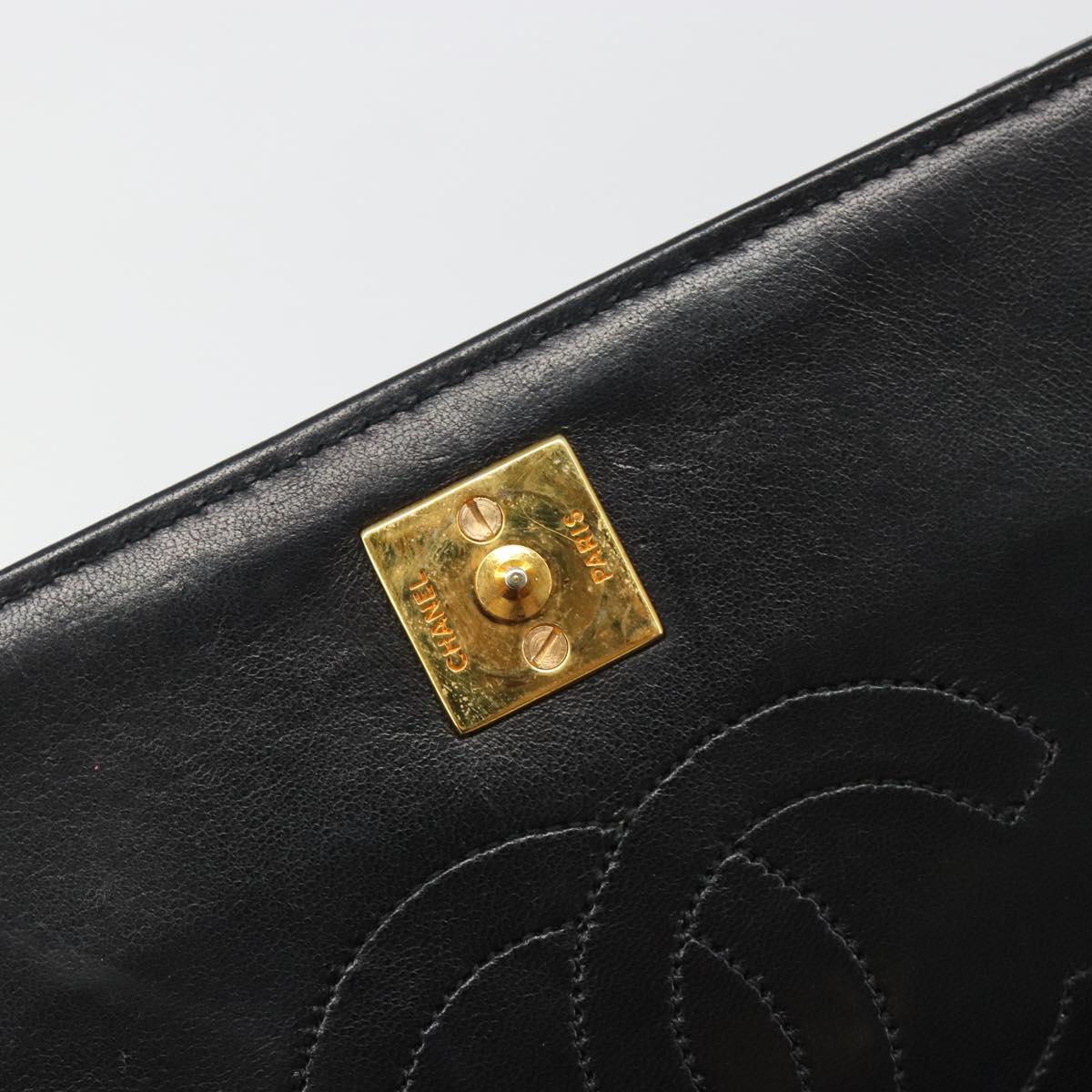 CHANEL Matelasse Chain Shoulder Bag Lamb Skin Black Gold CC Auth 188386A