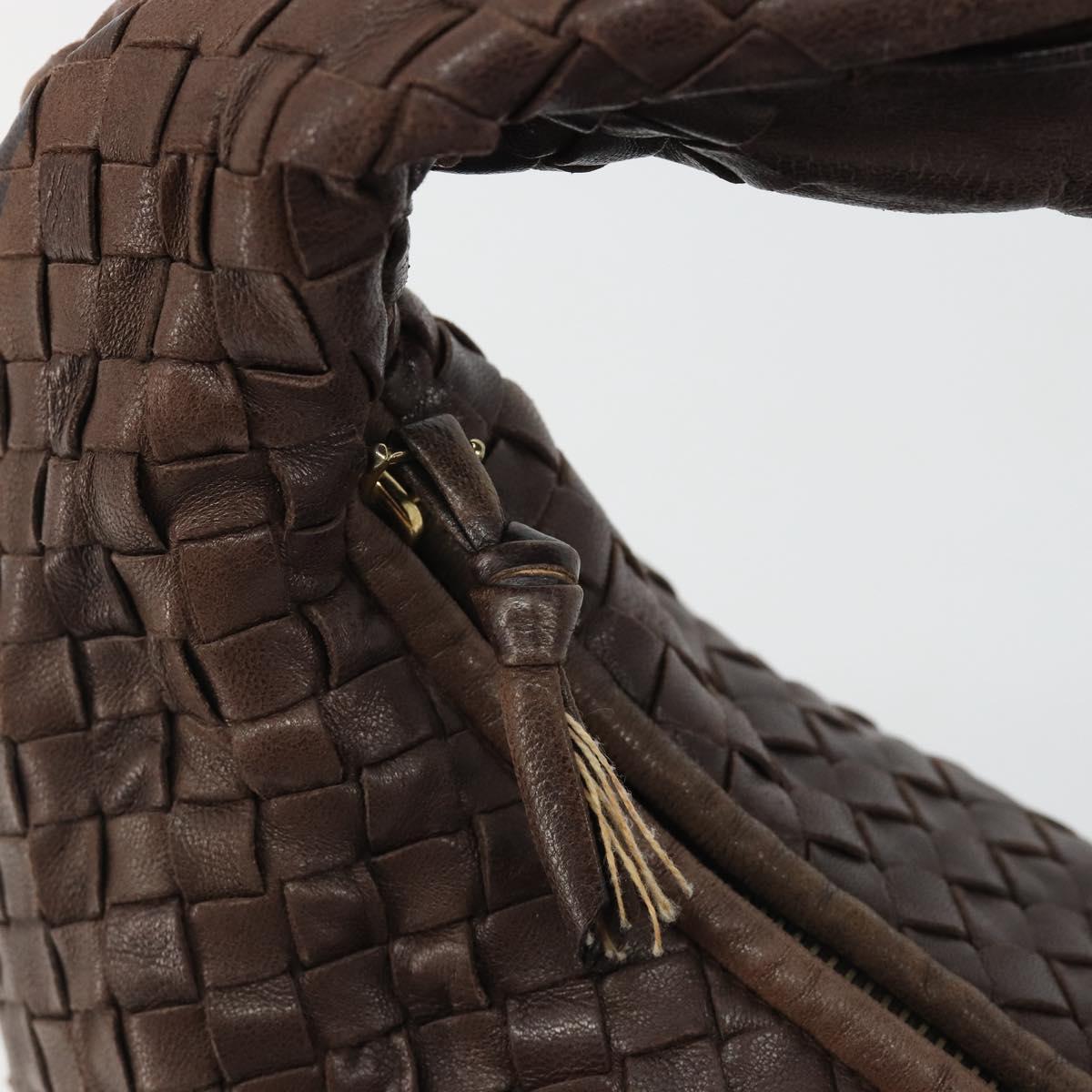 BOTTEGA VENETA INTRECCIATO Shoulder Bag Leather Brown Gold 115653 Auth 188387SAV