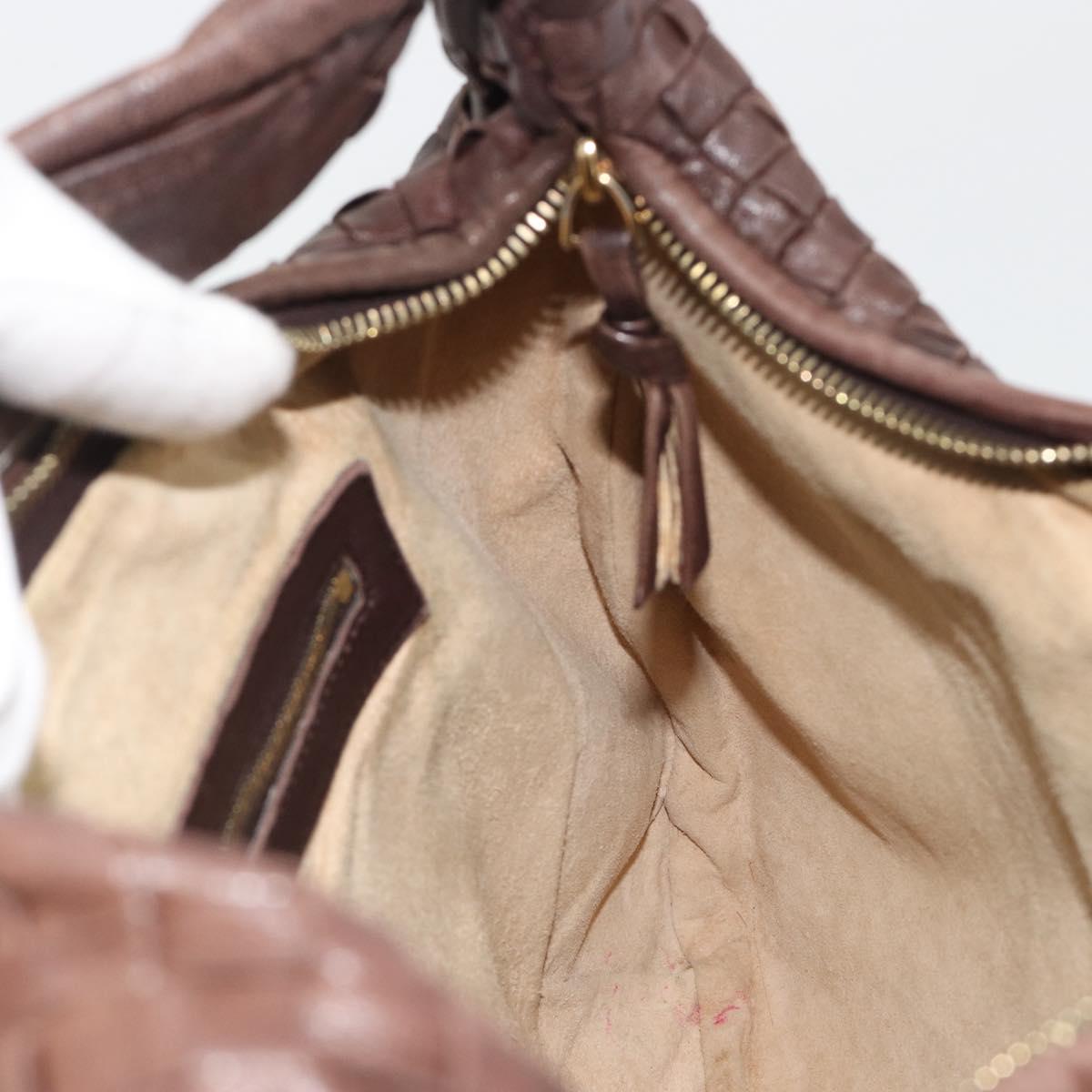 BOTTEGA VENETA INTRECCIATO Shoulder Bag Leather Brown Gold 115653 Auth 188387SAV