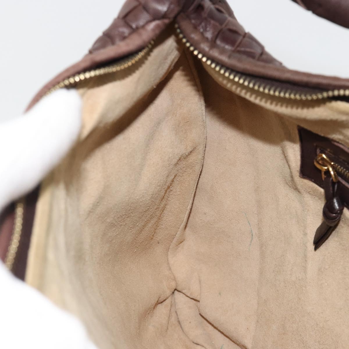BOTTEGA VENETA INTRECCIATO Shoulder Bag Leather Brown Gold 115653 Auth 188387SAV