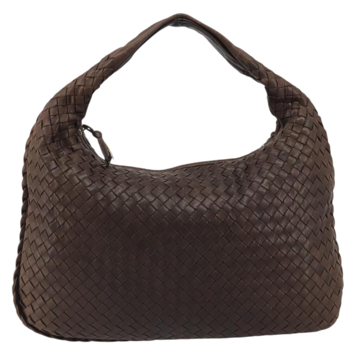 BOTTEGA VENETA INTRECCIATO Shoulder Bag Leather Brown Gold 115653 Auth 188387SAV