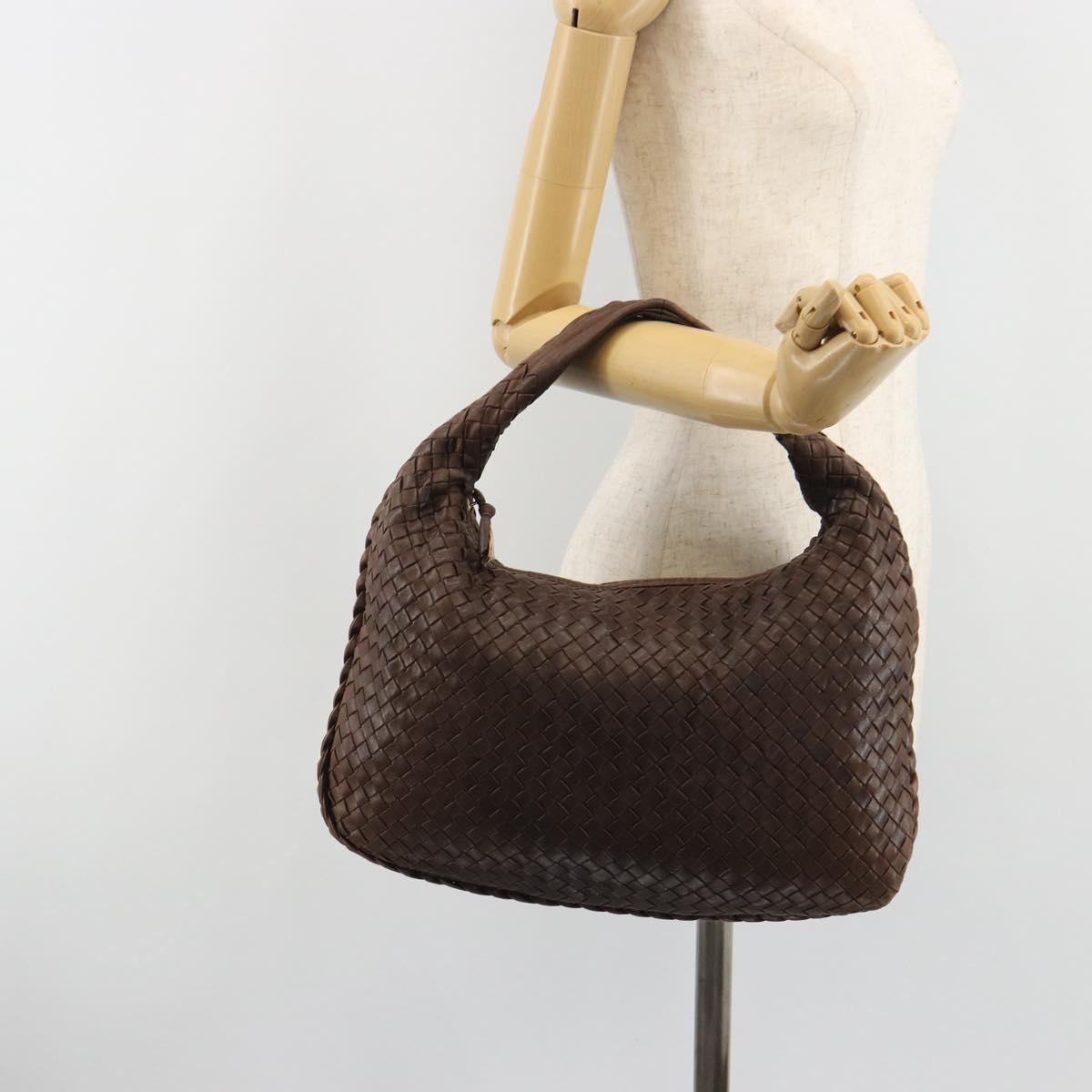 BOTTEGA VENETA INTRECCIATO Shoulder Bag Leather Brown Gold 115653 Auth 188387SAV