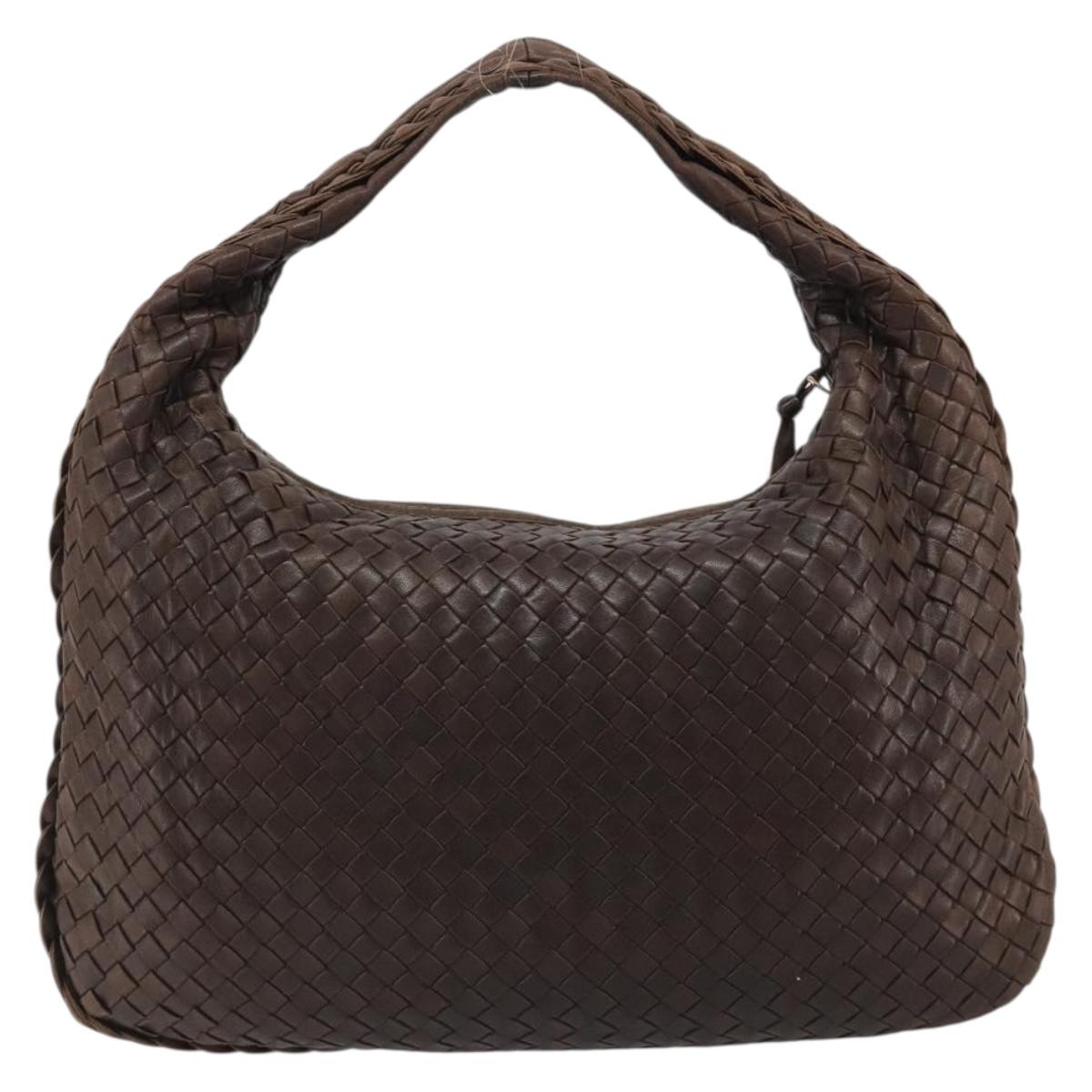 BOTTEGA VENETA INTRECCIATO Shoulder Bag Leather Brown Gold 115653 Auth 188387SAV