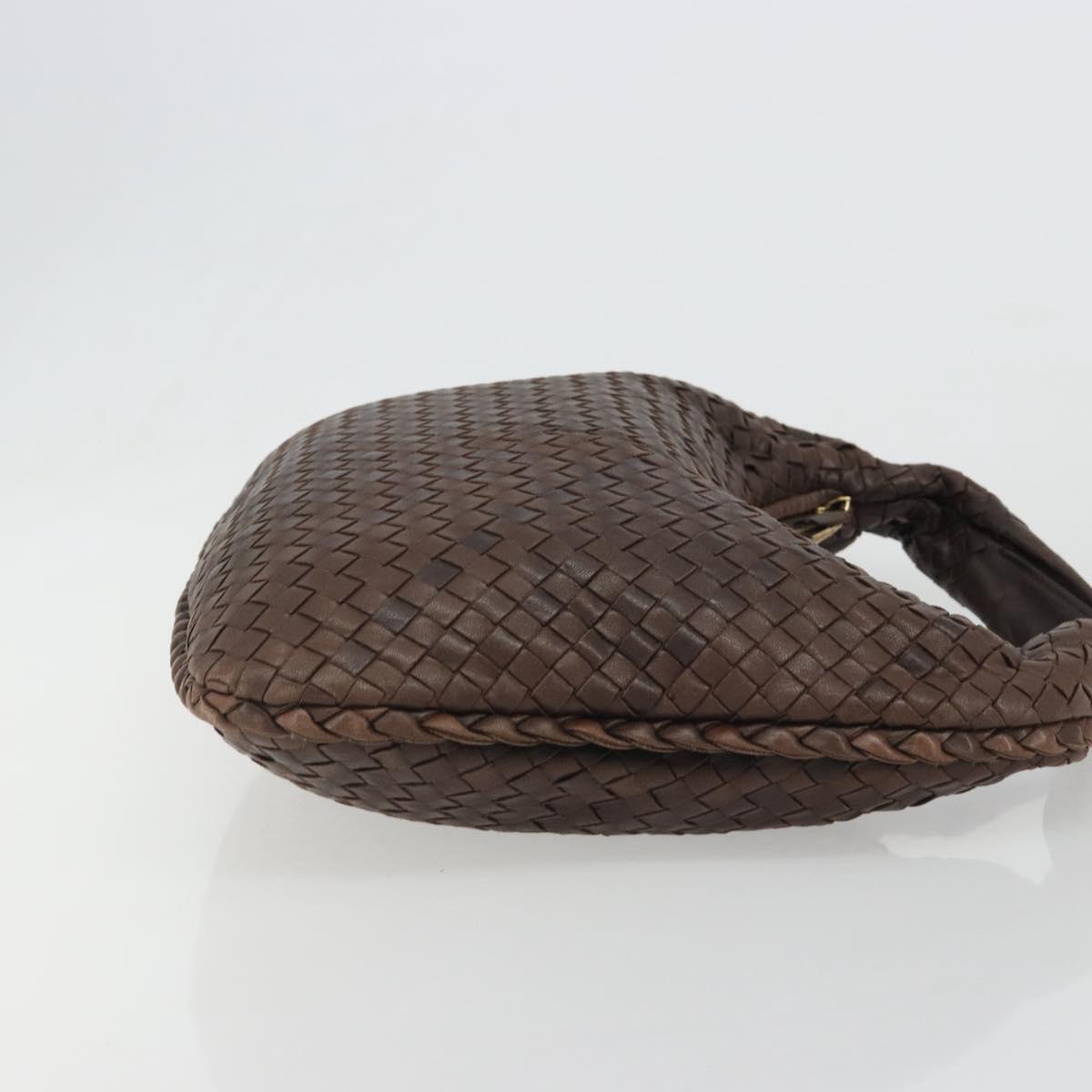 BOTTEGA VENETA INTRECCIATO Shoulder Bag Leather Brown Gold 115653 Auth 188387SAV