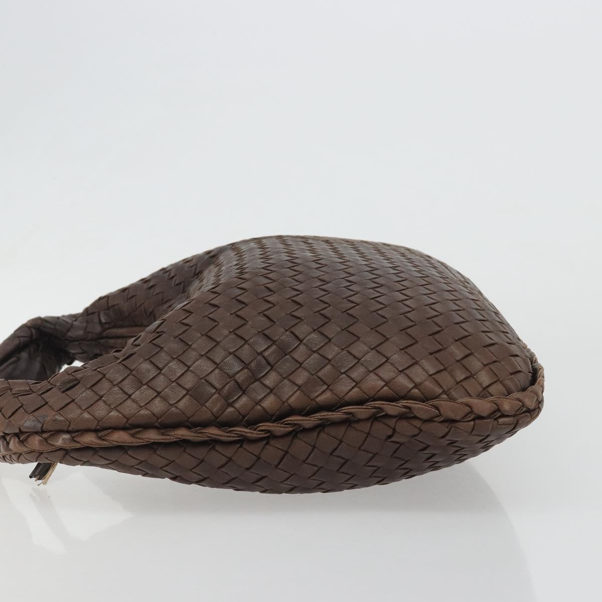 BOTTEGA VENETA INTRECCIATO Shoulder Bag Leather Brown Gold 115653 Auth 188387SAV