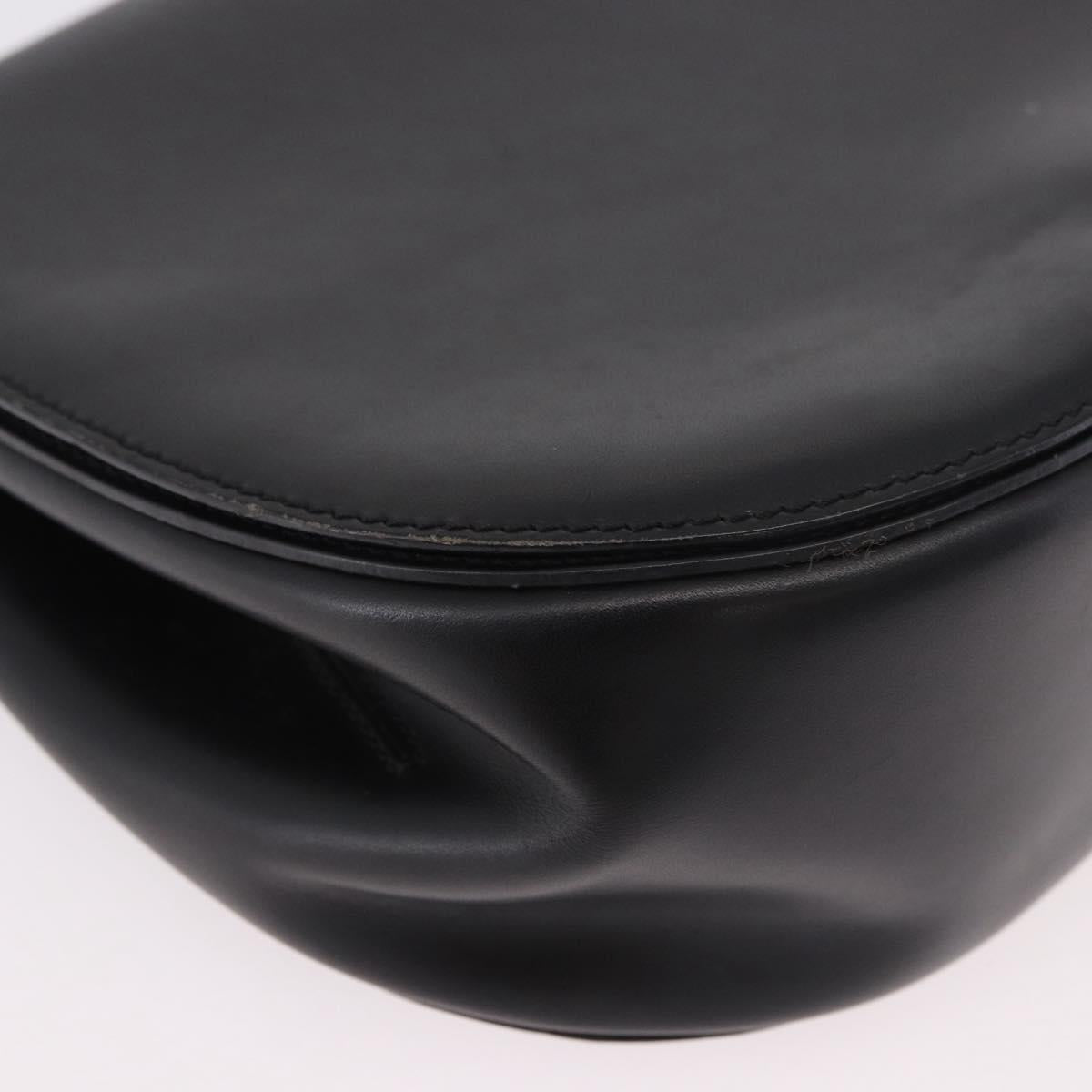 CELINE Shoulder Bag Leather Black Gold Auth 188390