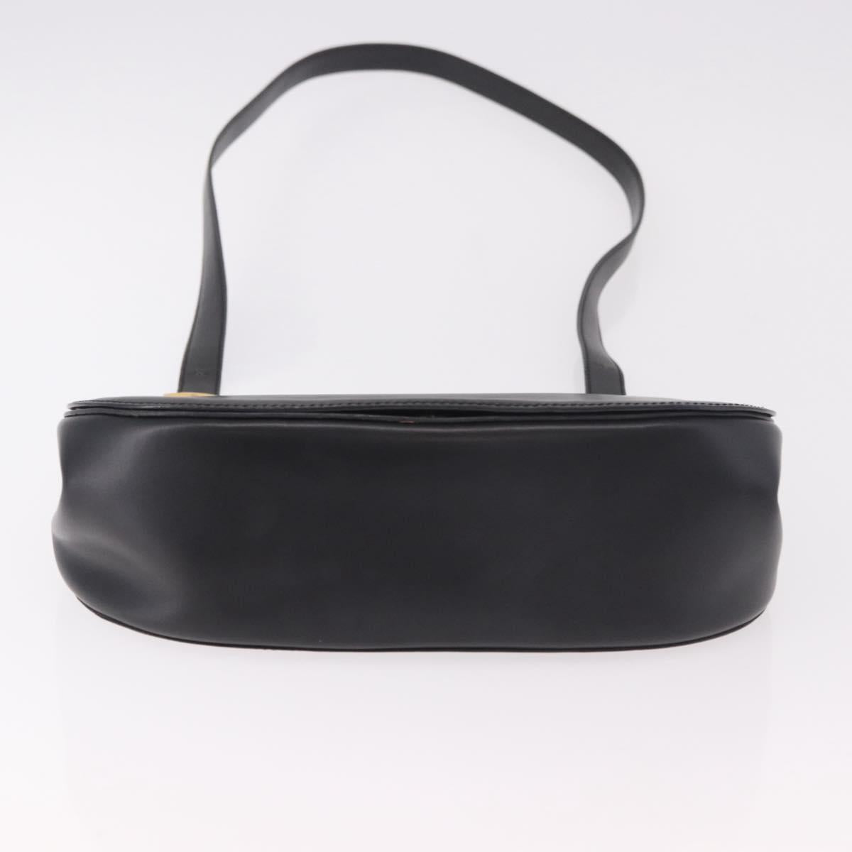 CELINE Shoulder Bag Leather Black Gold Auth 188390
