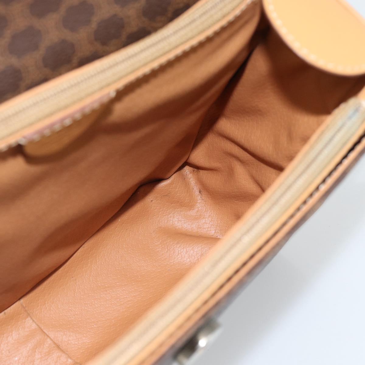 CELINE Macadam Canvas Hand Bag PVC Leather Brown Gold Auth 188393A