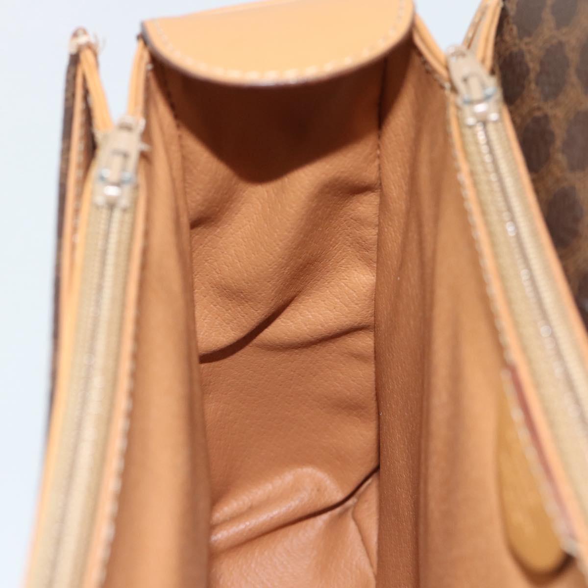 CELINE Macadam Canvas Hand Bag PVC Leather Brown Gold Auth 188393A