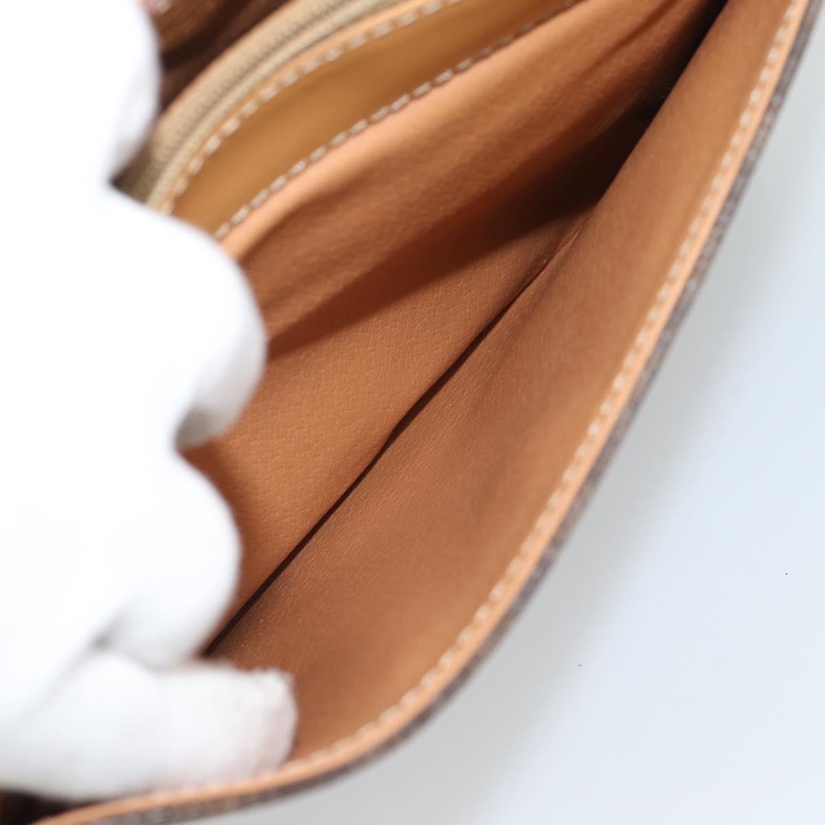 CELINE Macadam Canvas Hand Bag PVC Leather Brown Gold Auth 188393A
