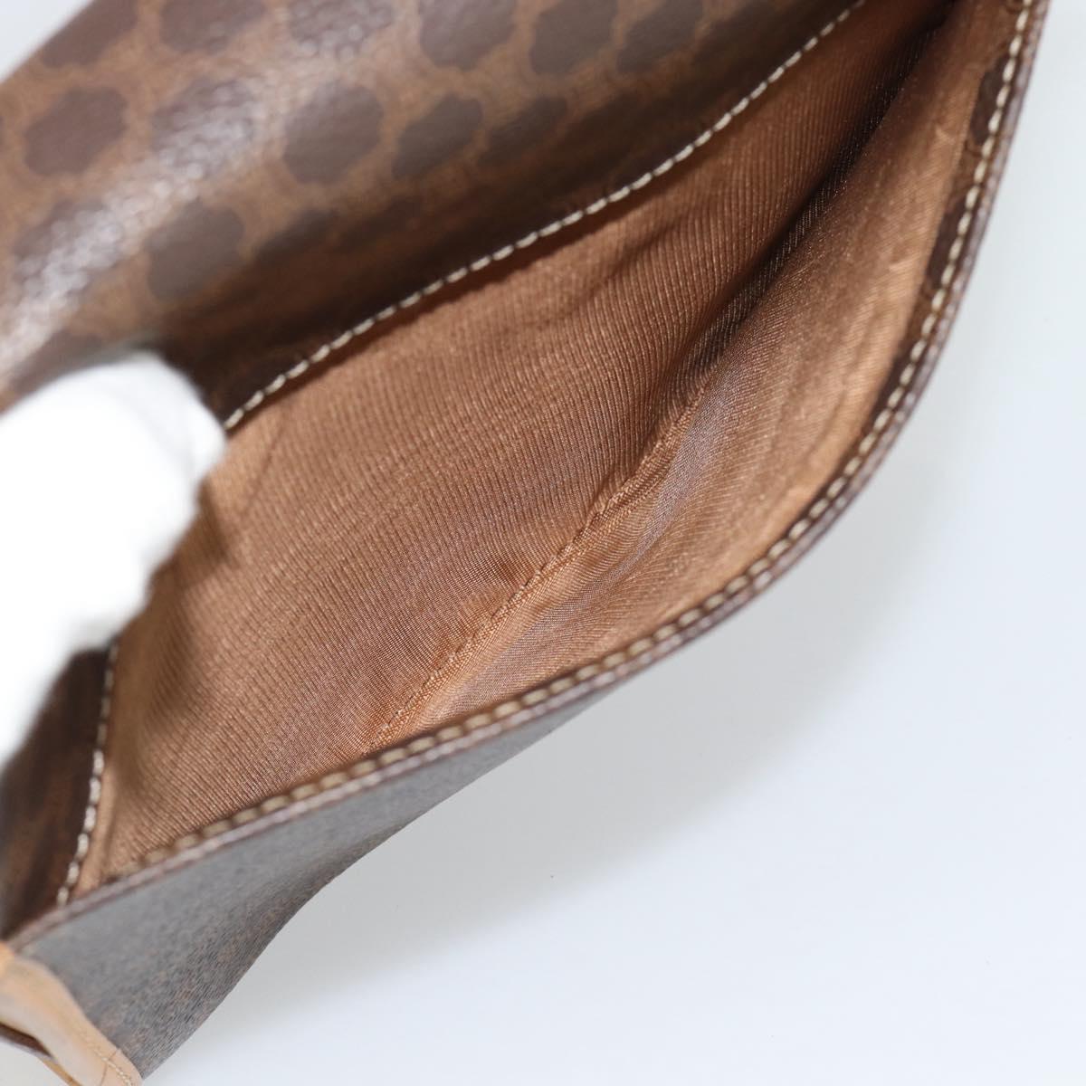 CELINE Macadam Canvas Hand Bag PVC Leather Brown Gold Auth 188393A