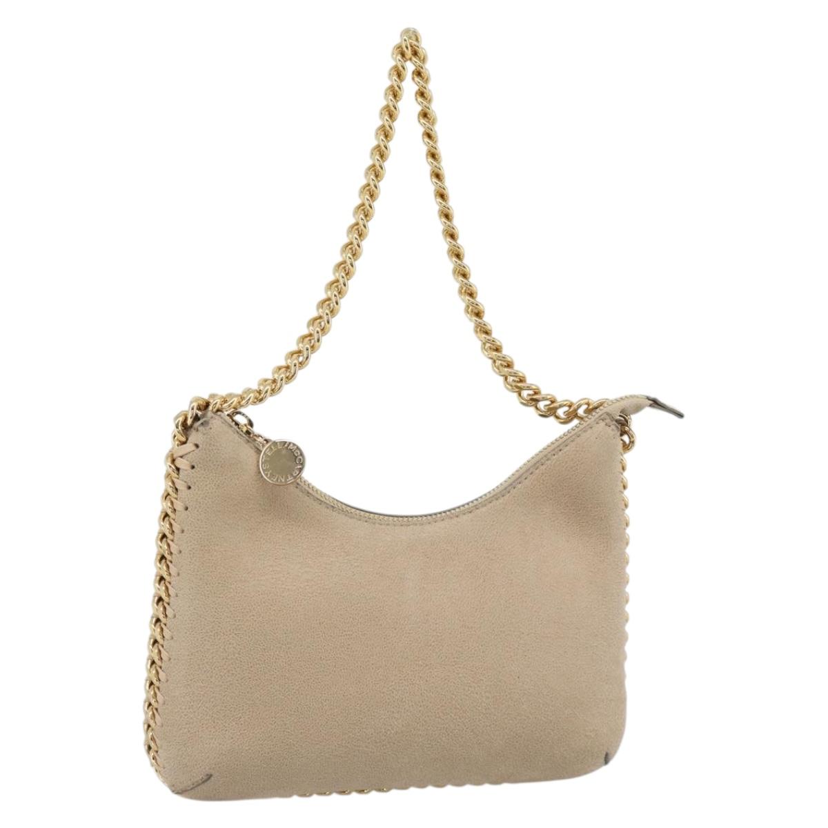 Stella MacCartney Chain Falabella Hand Bag polyester Beige Gold Auth 188397A
