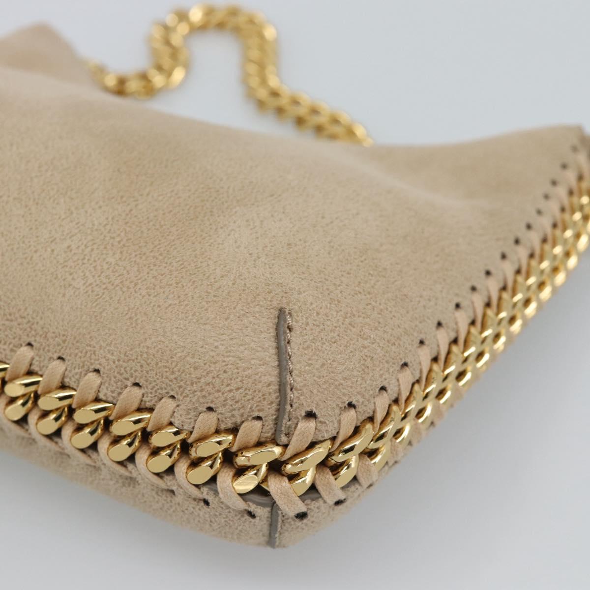 Stella MacCartney Chain Falabella Hand Bag polyester Beige Gold Auth 188397A