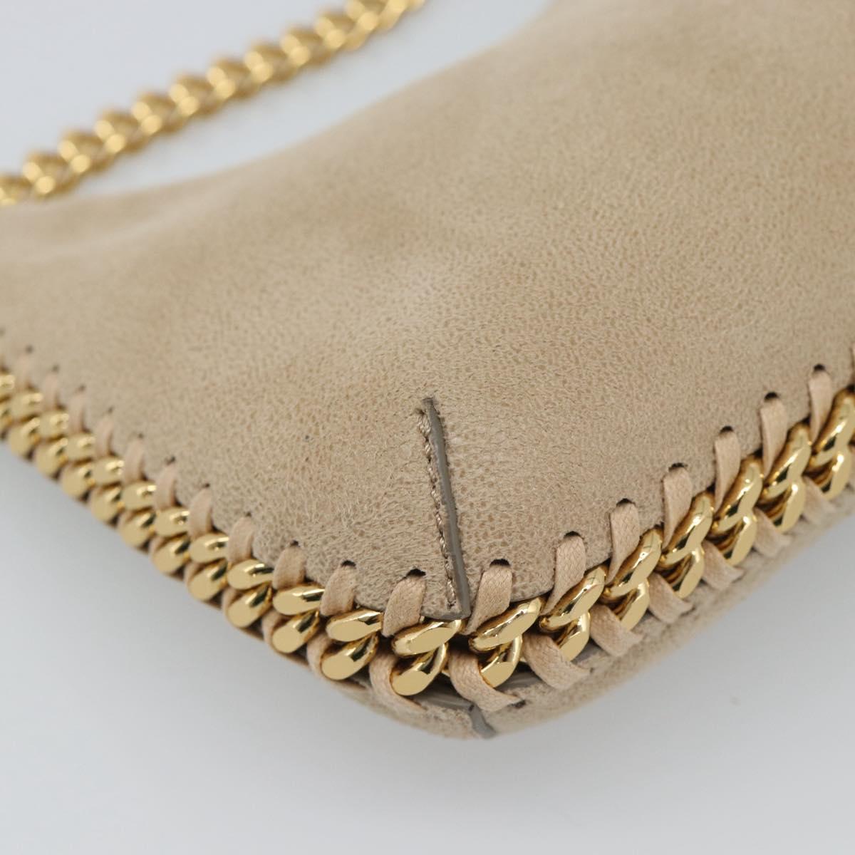 Stella MacCartney Chain Falabella Hand Bag polyester Beige Gold Auth 188397A