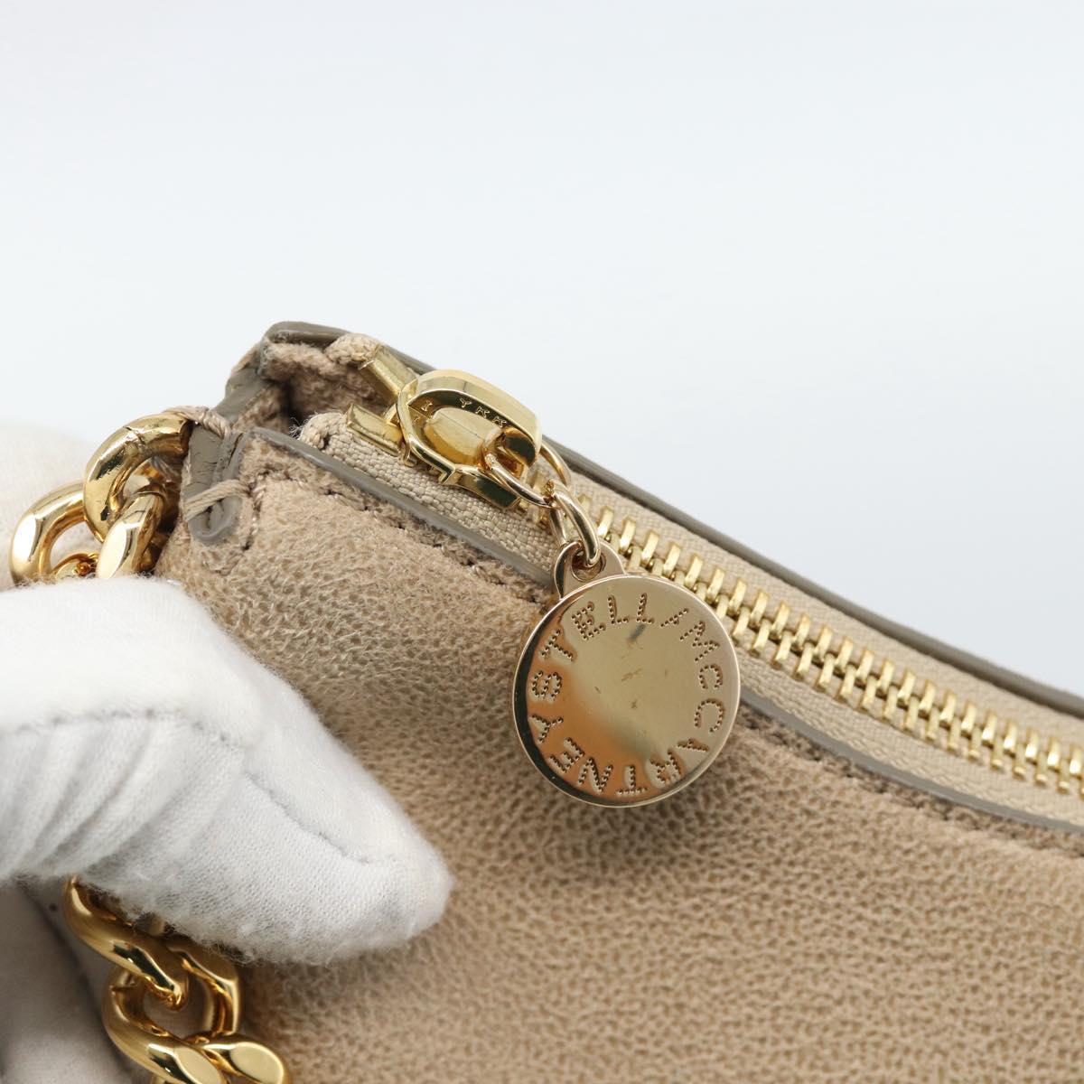 Stella MacCartney Chain Falabella Hand Bag polyester Beige Gold Auth 188397A