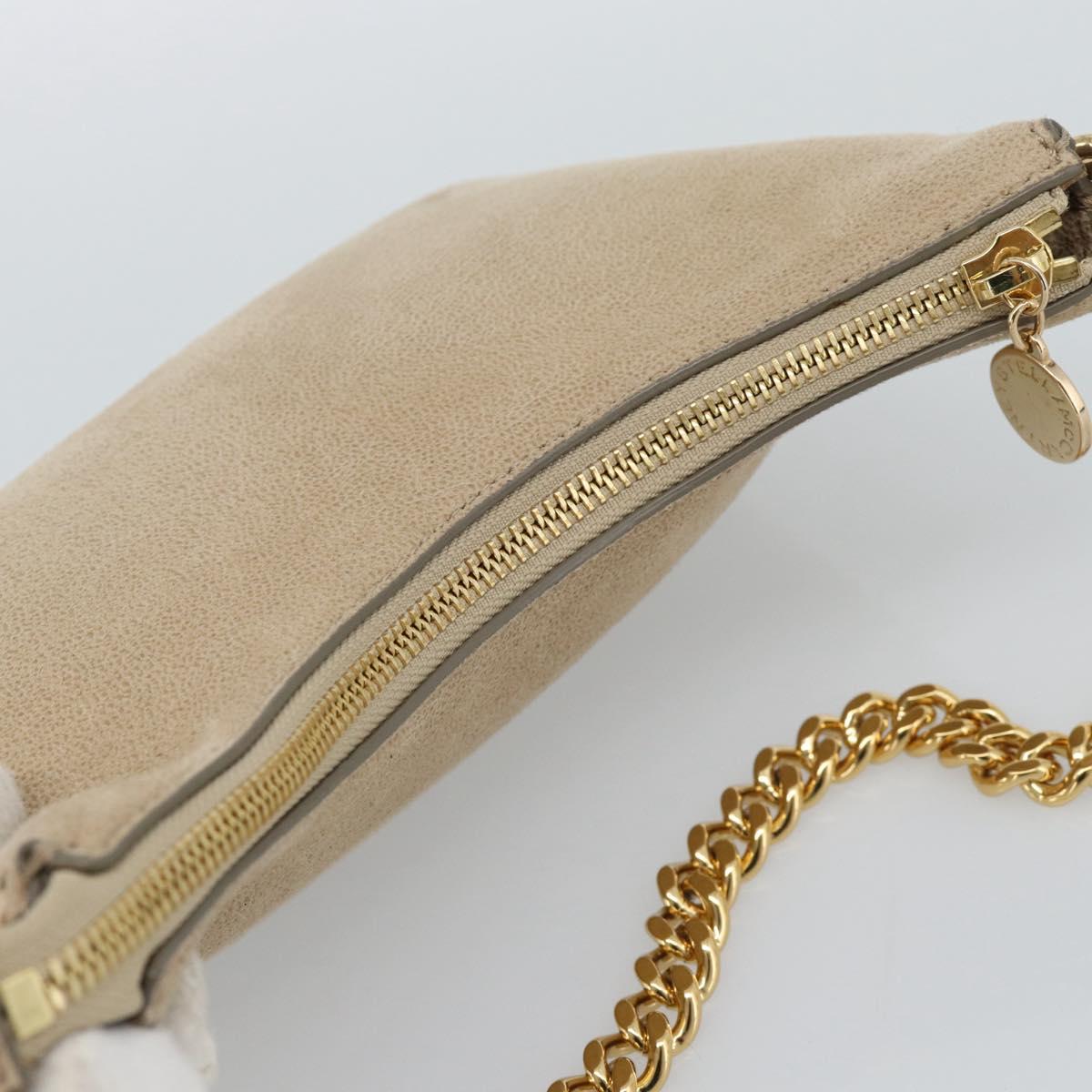 Stella MacCartney Chain Falabella Hand Bag polyester Beige Gold Auth 188397A