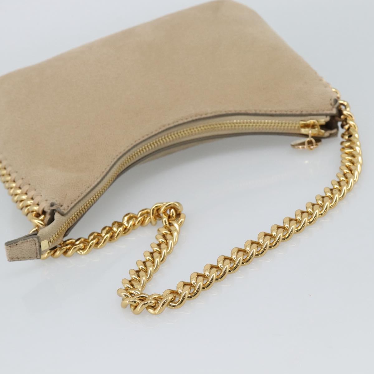 Stella MacCartney Chain Falabella Hand Bag polyester Beige Gold Auth 188397A