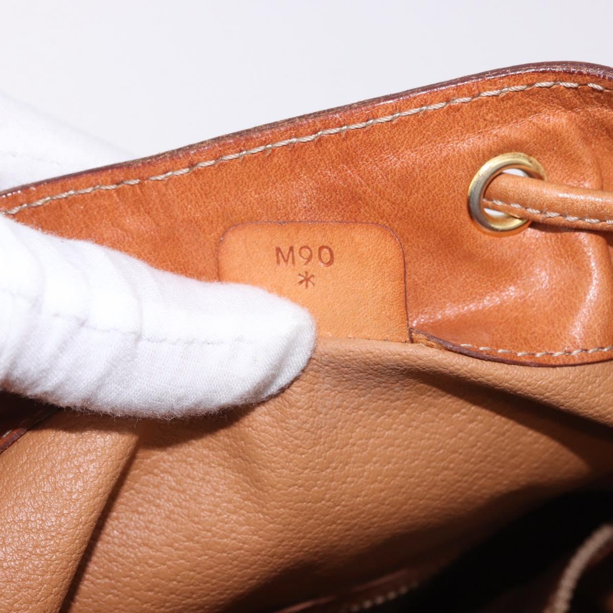 CELINE Macadam Canvas Shoulder Bag PVC Beige Gold Auth 188399