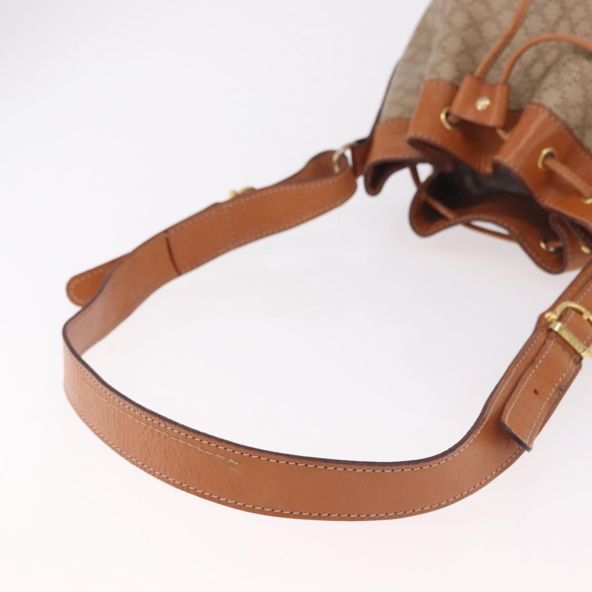 CELINE Macadam Canvas Shoulder Bag PVC Beige Gold Auth 188399
