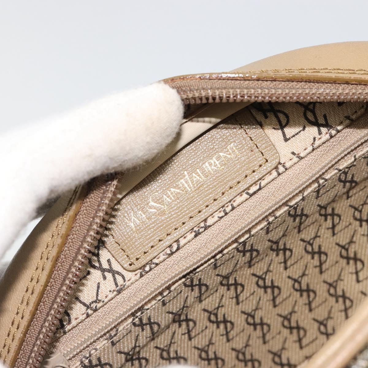 SAINT LAURENT Shoulder Bag PVC Brown Gold Auth 188404