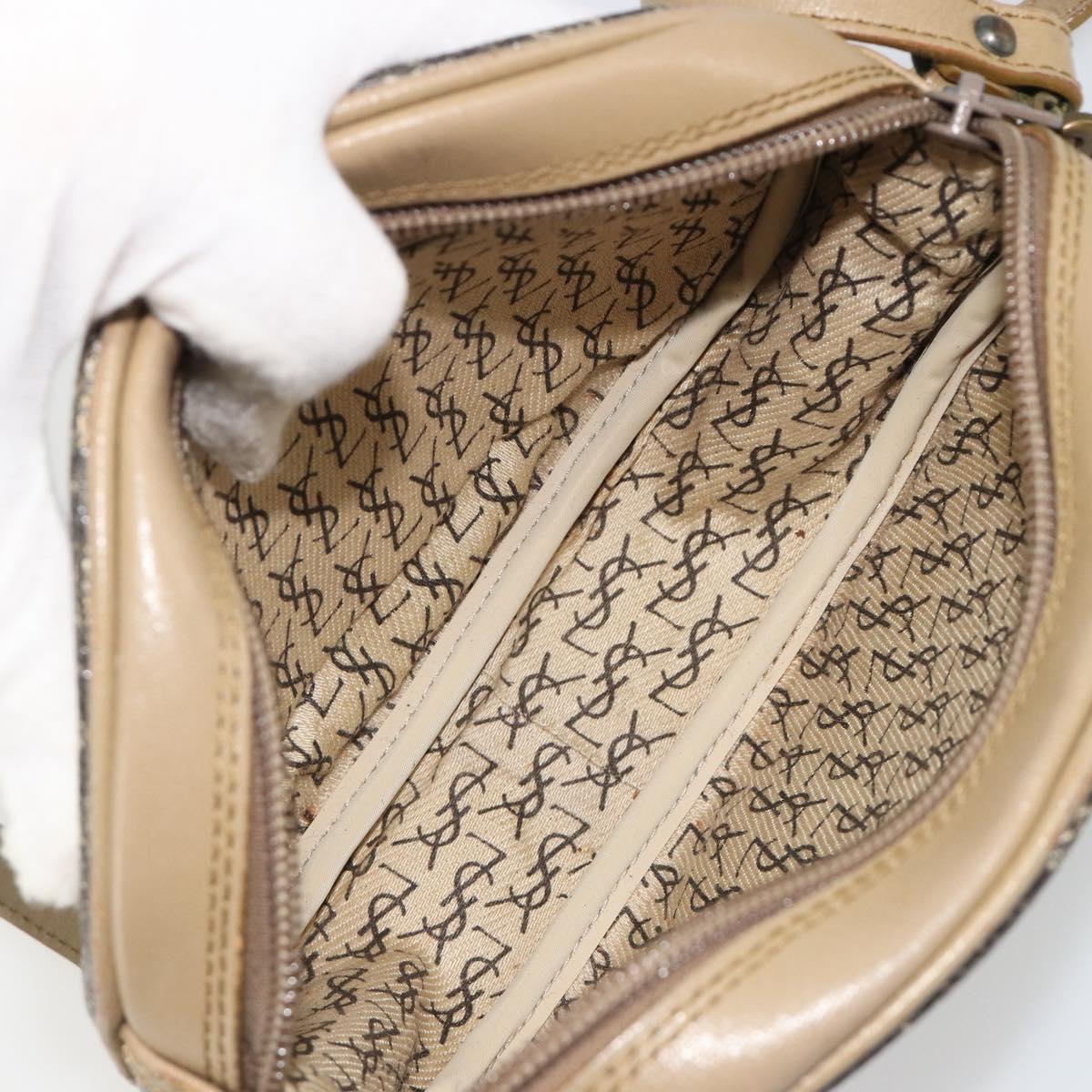 SAINT LAURENT Shoulder Bag PVC Brown Gold Auth 188404