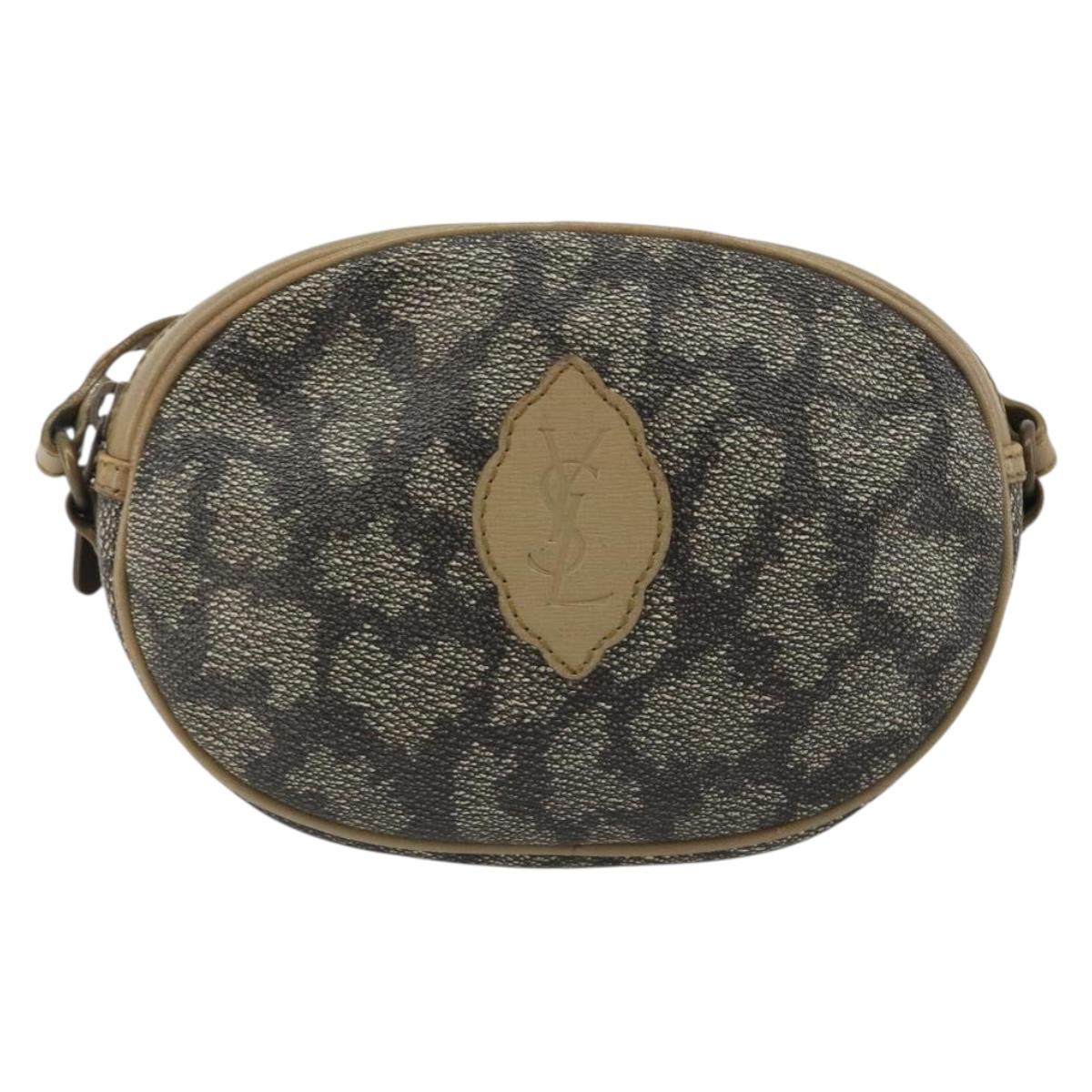 SAINT LAURENT Shoulder Bag PVC Brown Gold Auth 188404