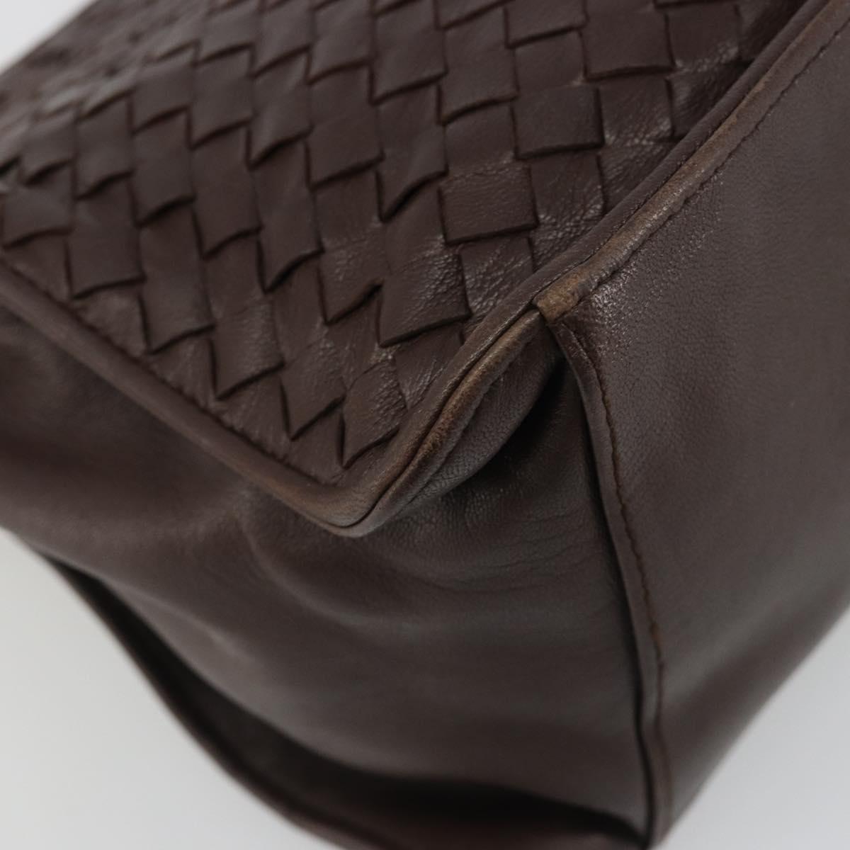 BOTTEGA VENETA INTRECCIATO Shoulder Bag Leather Brown Gold Auth 188405SAV