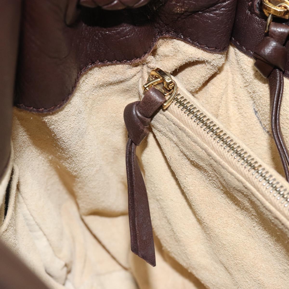 BOTTEGA VENETA INTRECCIATO Shoulder Bag Leather Brown Gold Auth 188405SAV
