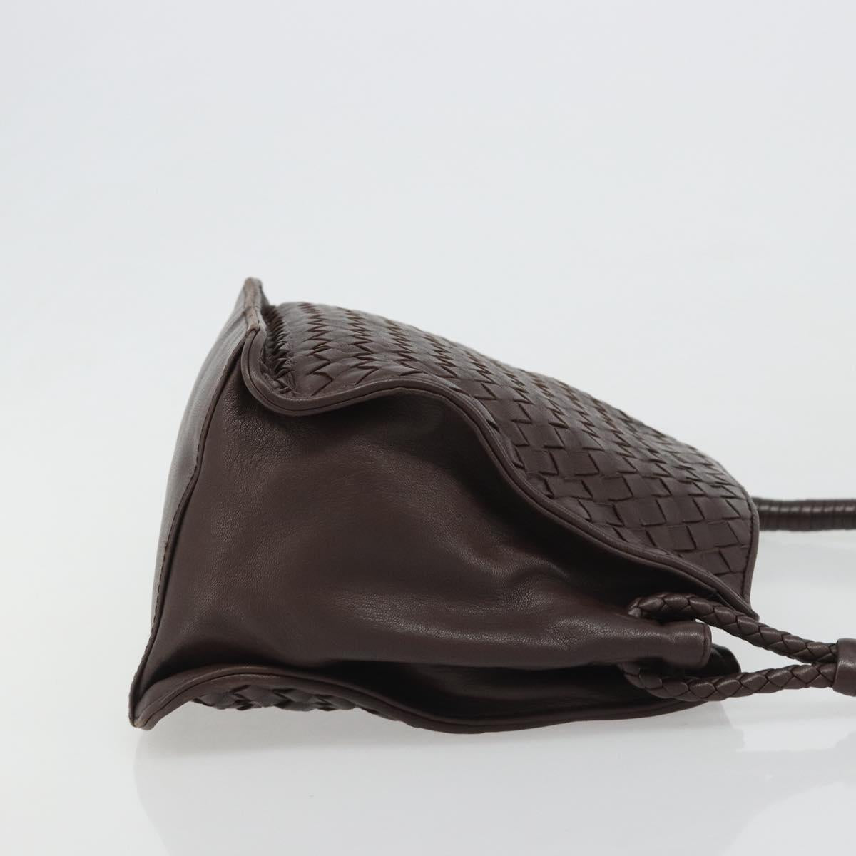 BOTTEGA VENETA INTRECCIATO Shoulder Bag Leather Brown Gold Auth 188405SAV