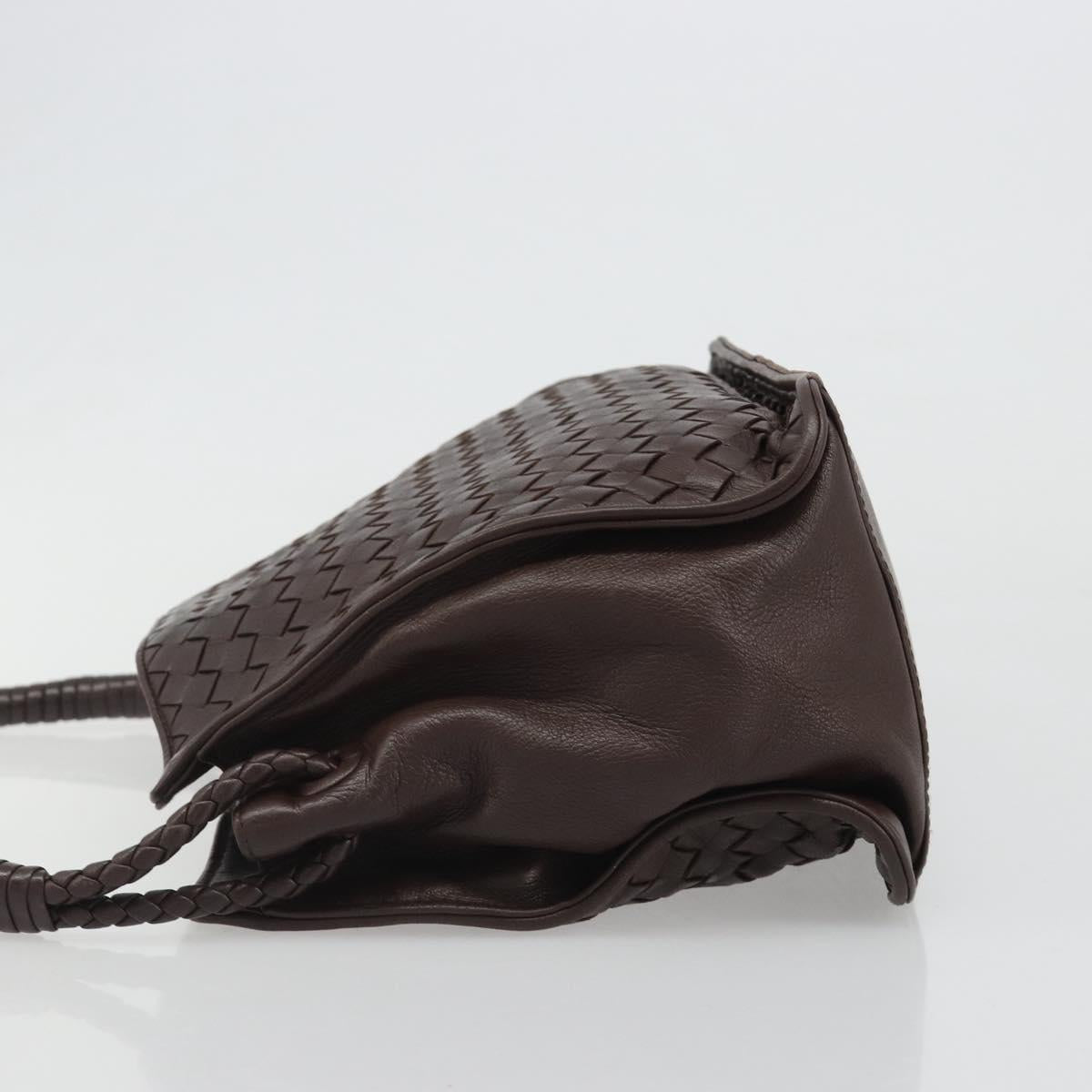 BOTTEGA VENETA INTRECCIATO Shoulder Bag Leather Brown Gold Auth 188405SAV