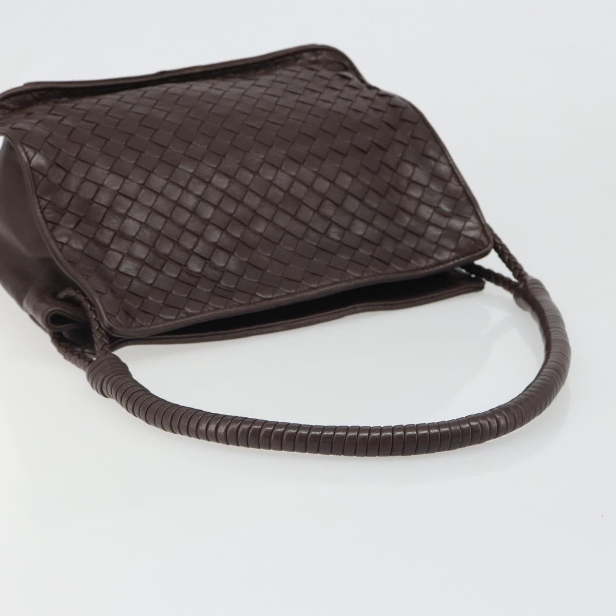 BOTTEGA VENETA INTRECCIATO Shoulder Bag Leather Brown Gold Auth 188405SAV