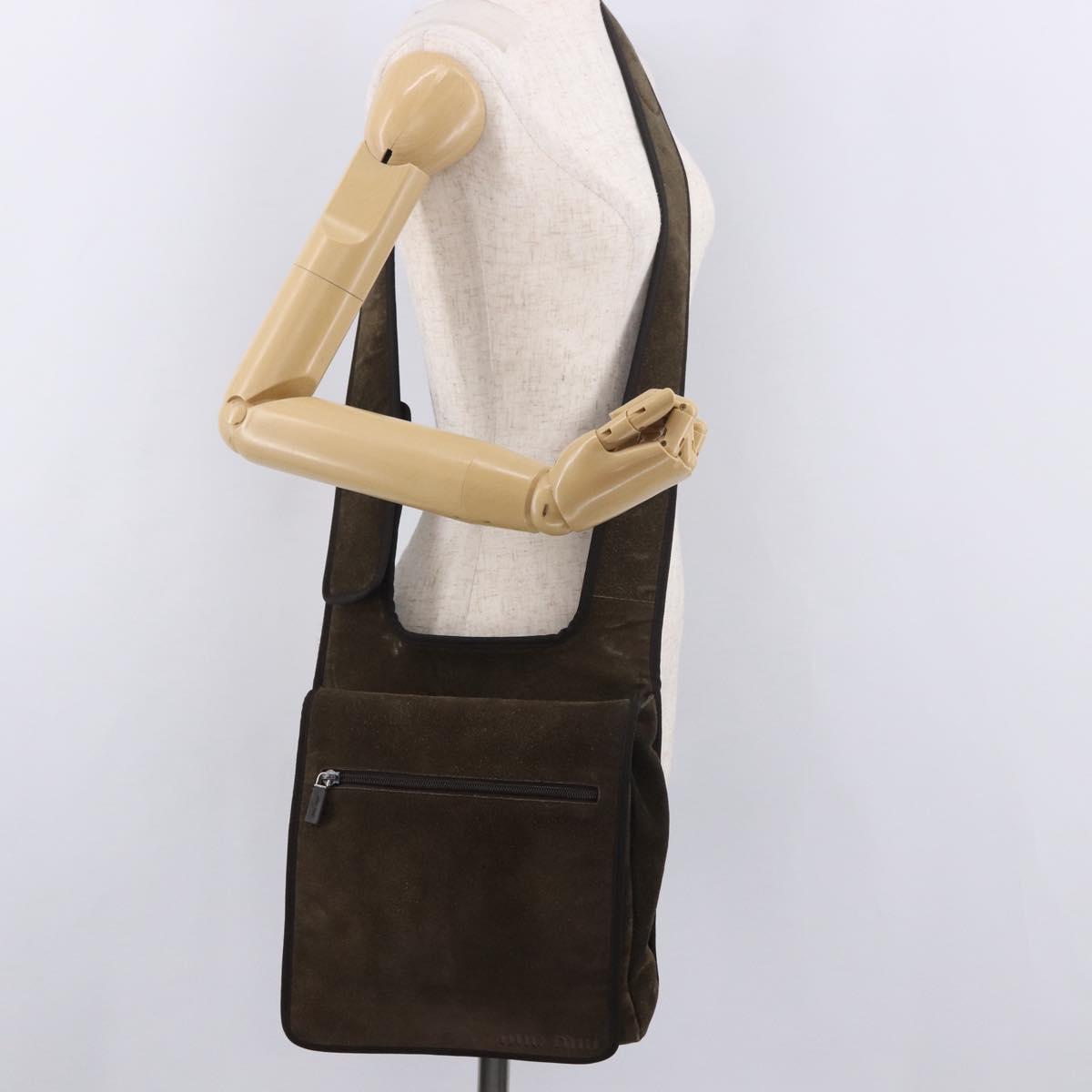 Miu Miu Shoulder Bag Suede Brown Auth 188406