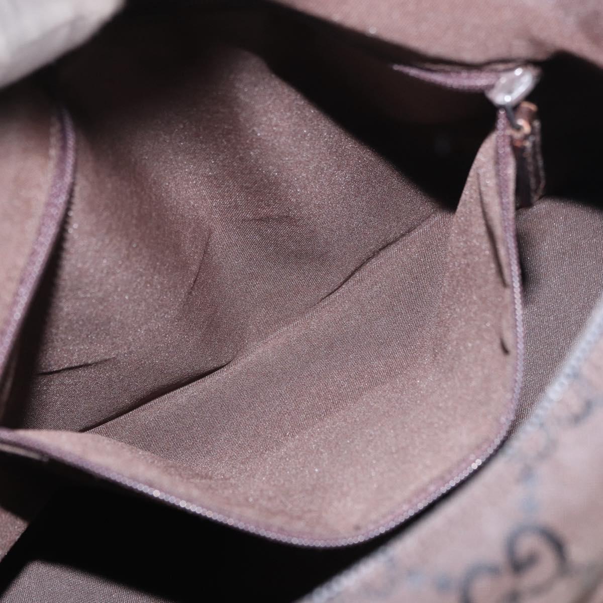GUCCI GG Canvas Shoulder Bag Nylon Dark Brown Silver Auth 188409