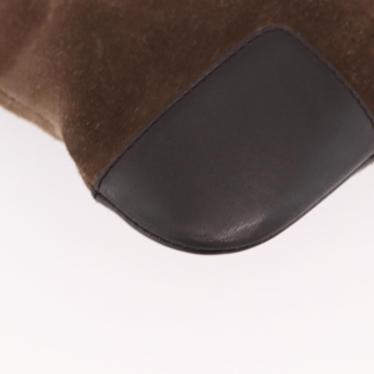 LOEWE Anagram Shoulder Bag Suede Brown Silver Auth 188410A