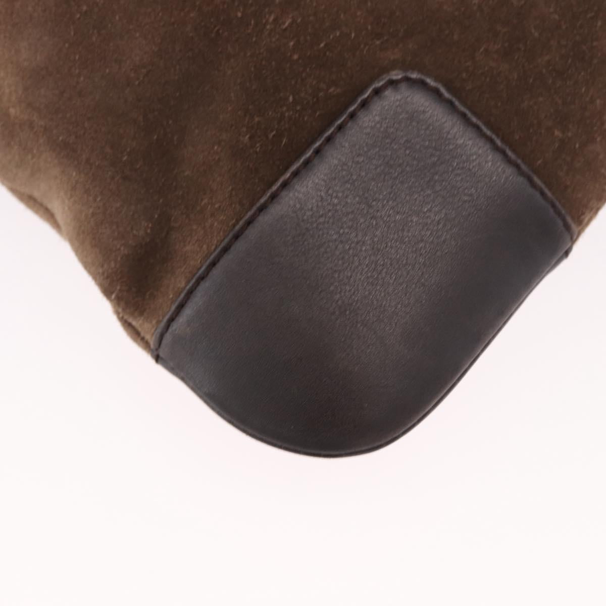 LOEWE Anagram Shoulder Bag Suede Brown Silver Auth 188410A