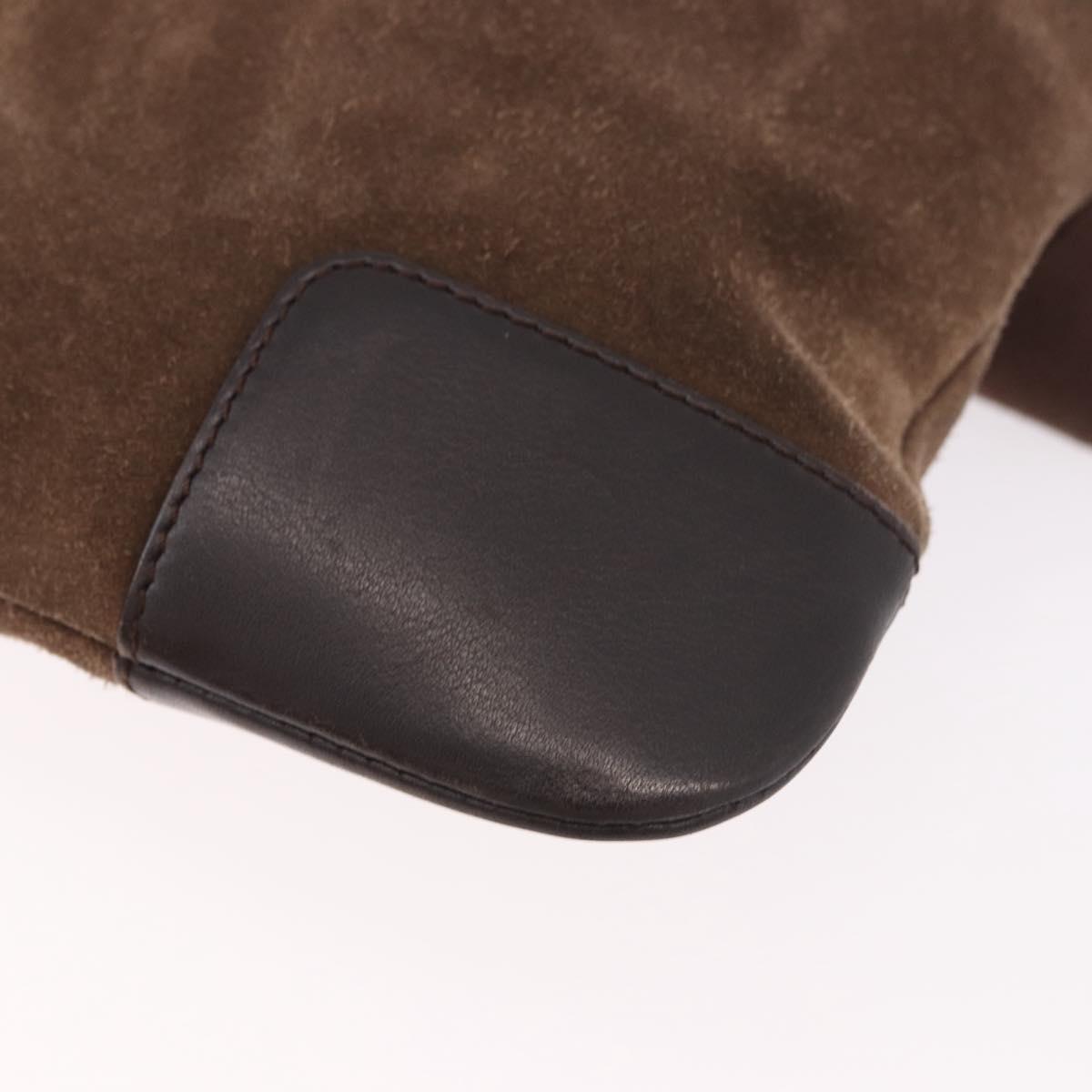LOEWE Anagram Shoulder Bag Suede Brown Silver Auth 188410A