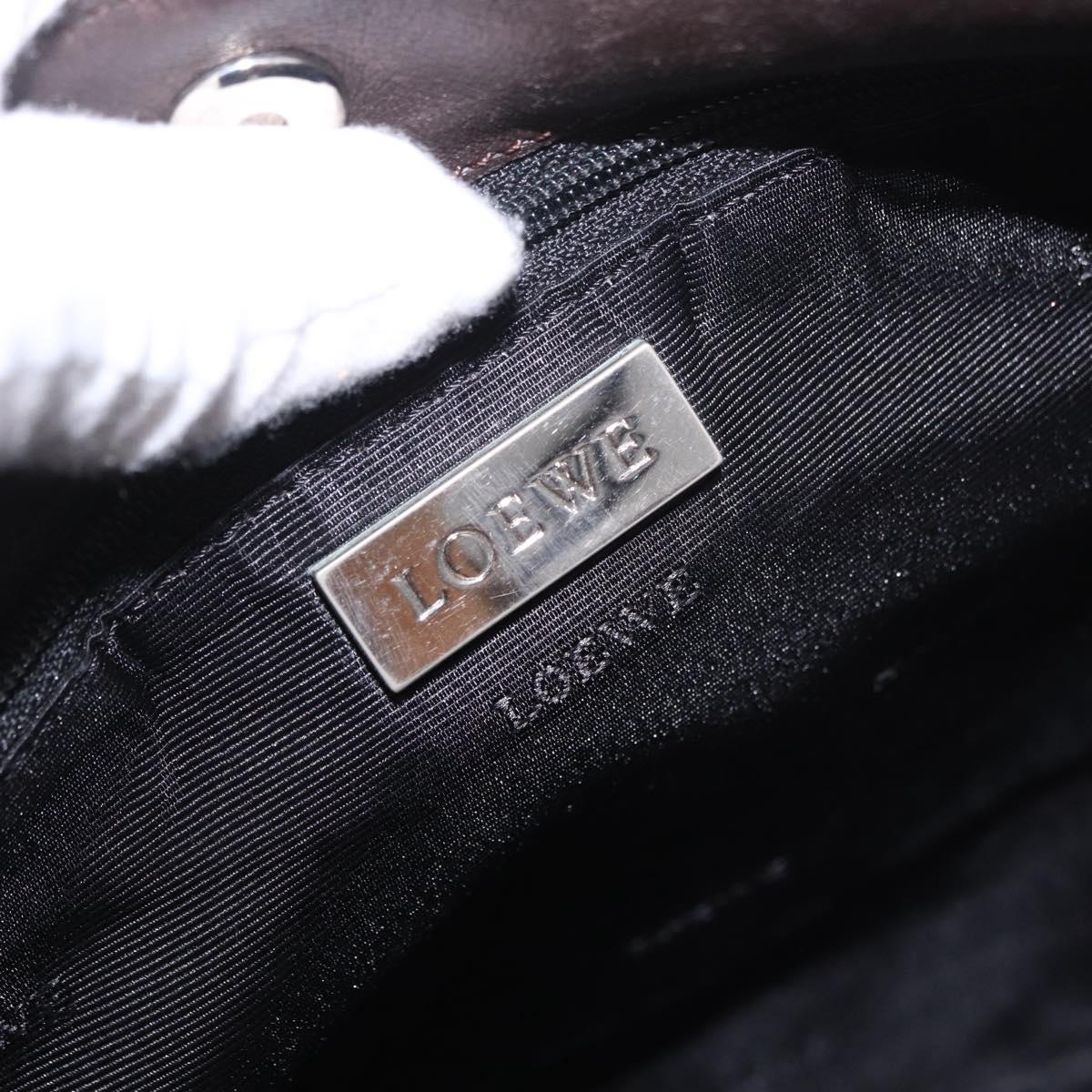 LOEWE Anagram Shoulder Bag Suede Brown Silver Auth 188410A