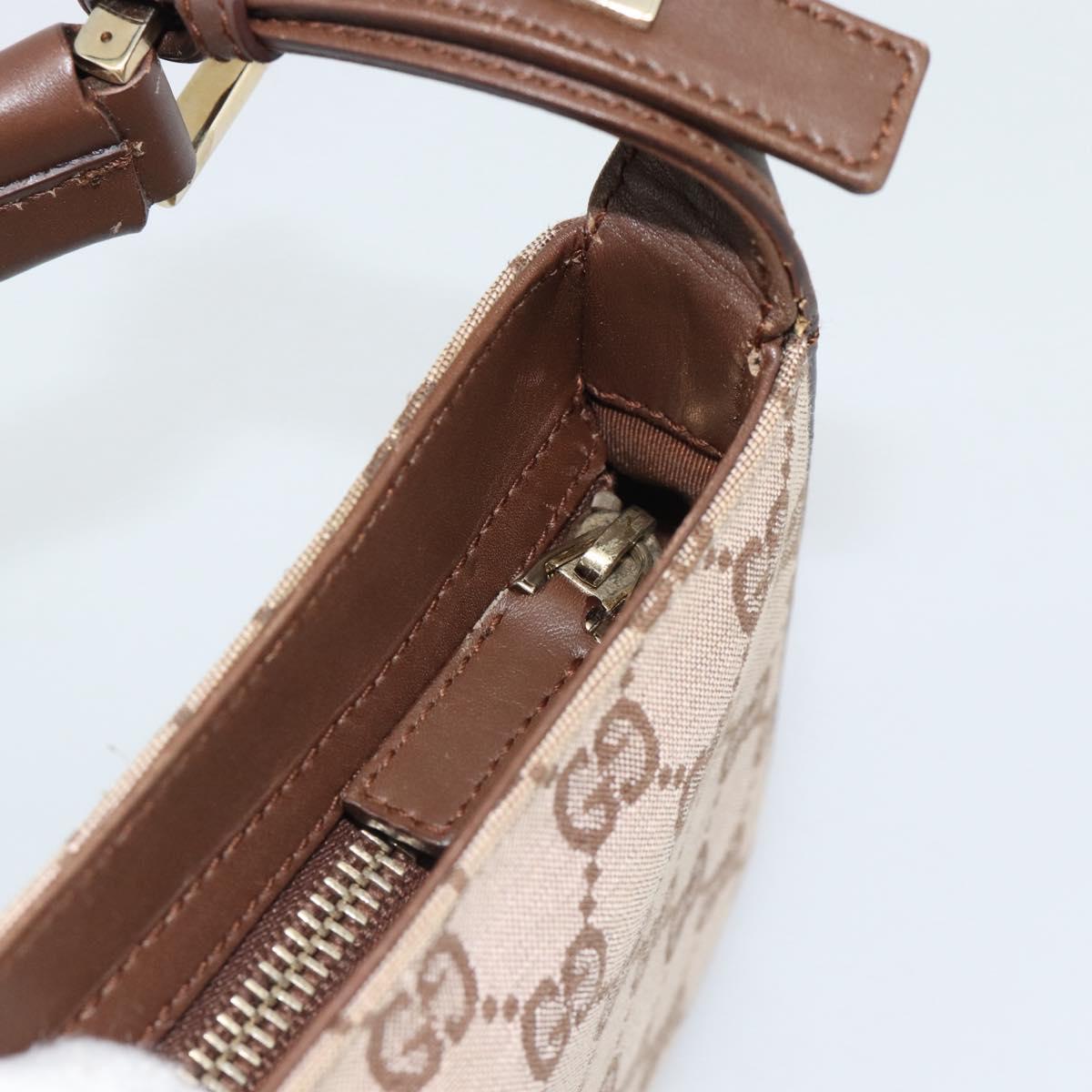 GUCCI GG Canvas Hand Bag Beige Gold 001 4285 Auth 188411A