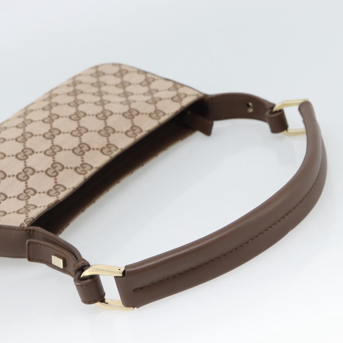GUCCI GG Canvas Hand Bag Beige Gold 001 4285 Auth 188411A